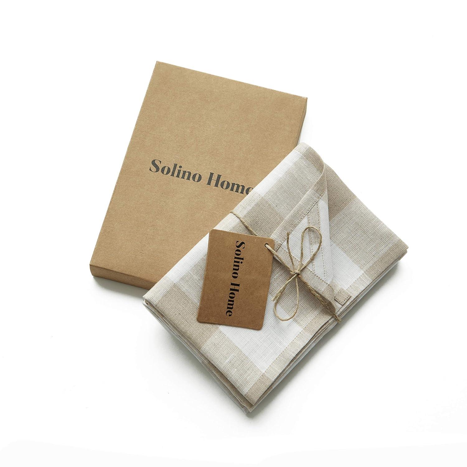 Solino Home Buffalo Checks - 100% Pure Linen Kitchen Towel (Set of 2)
