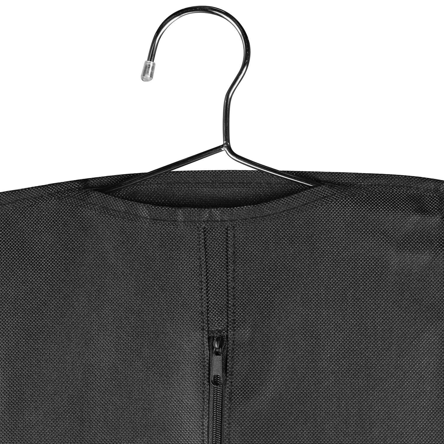 Fabric Garment Bag 42 Inch - Pack of 2 Hanging Clothing Storage Bags for Closet or Travel - Suit, Dress, Gown & Coat Protector with Zipper & Window - Dust Free Garment Covers