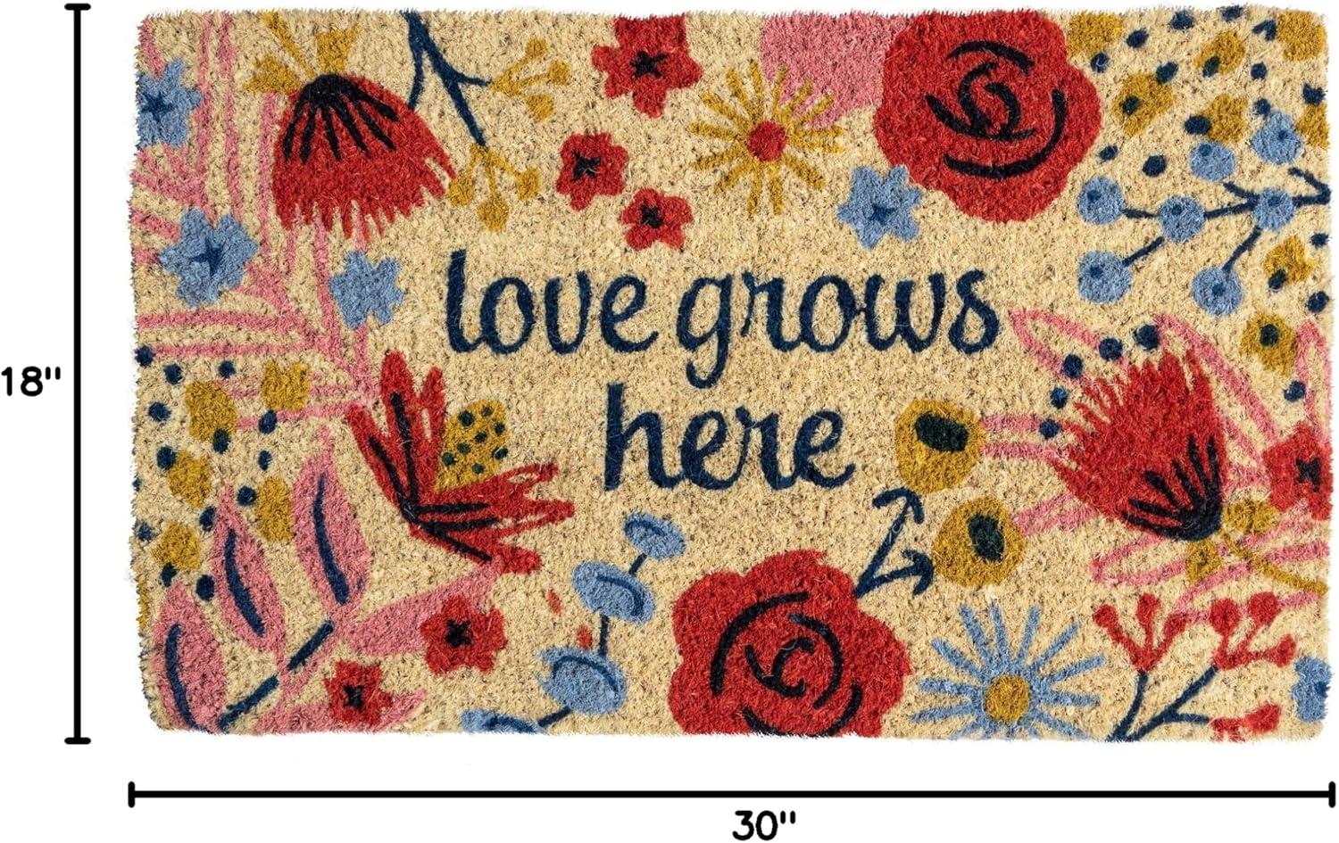 Love Grows Here Handwoven Coconut Fiber Doormat