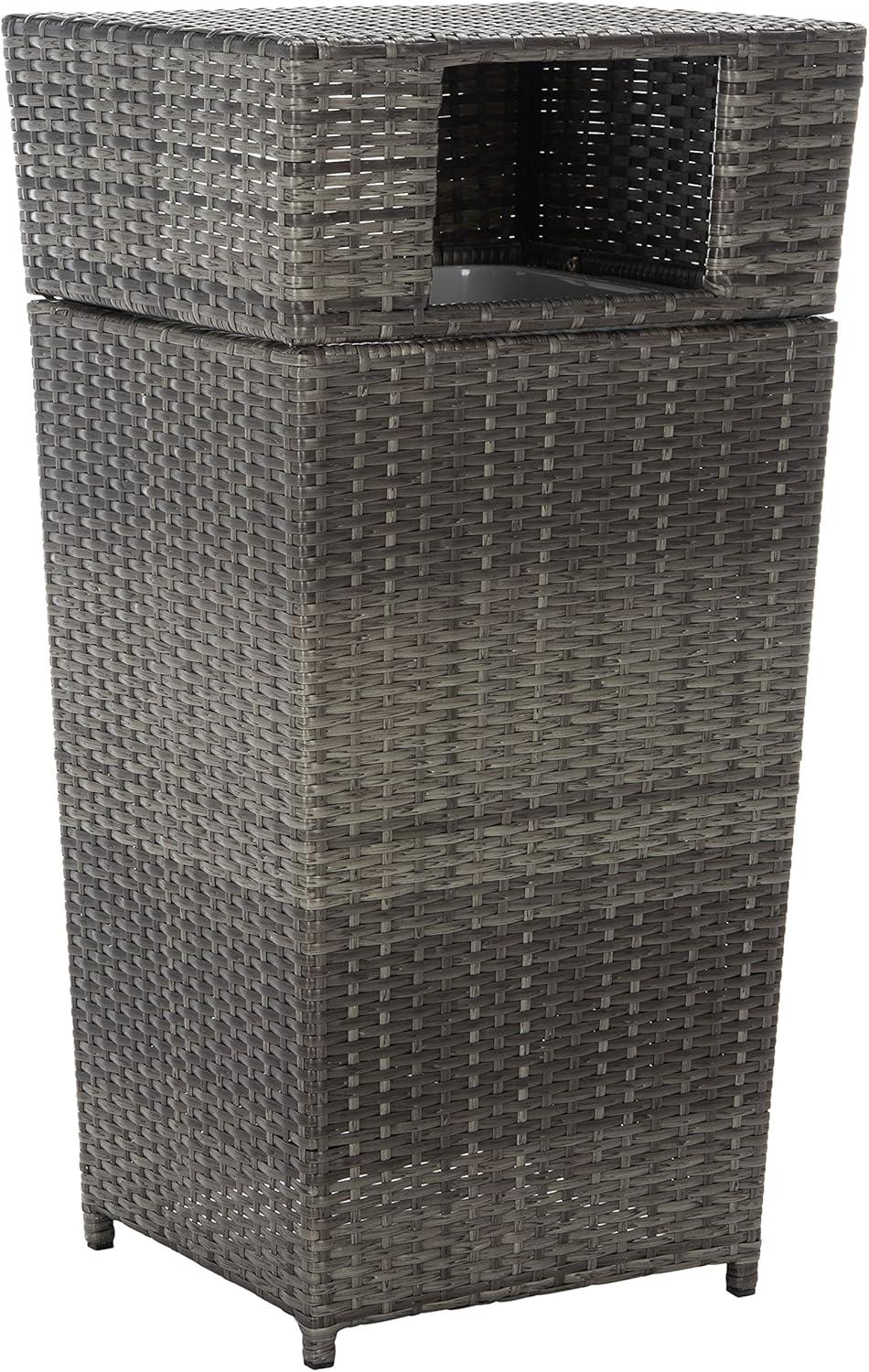 Mazeli Outdoor Trash Can - Grey Brown - Safavieh