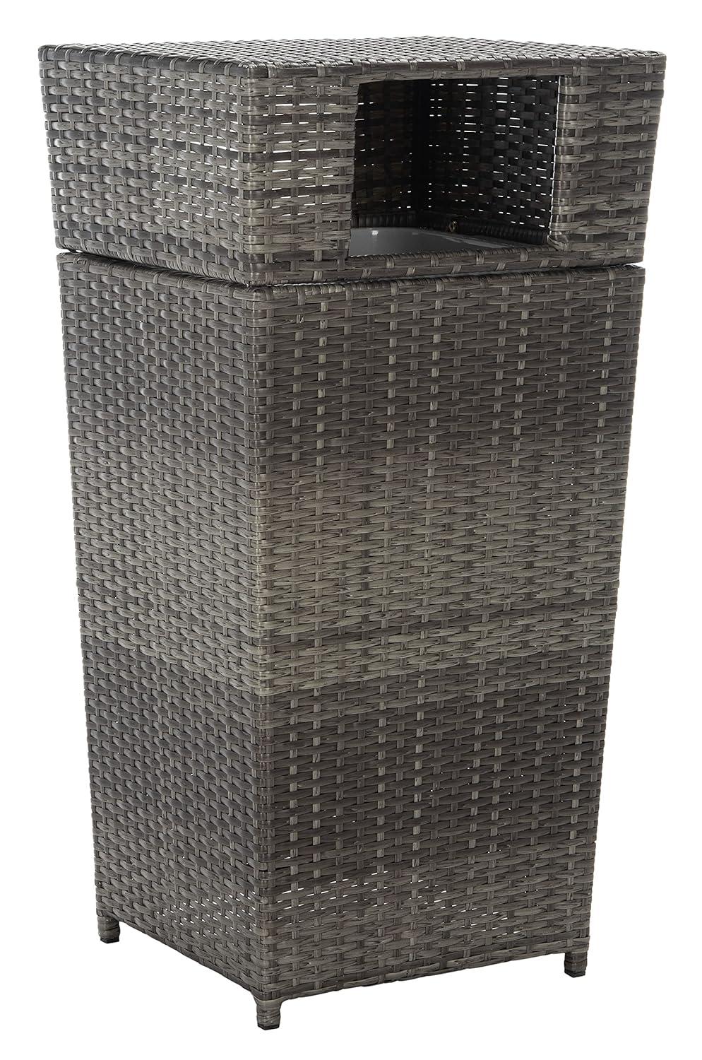 Mazeli Outdoor Trash Can - Grey Brown - Safavieh