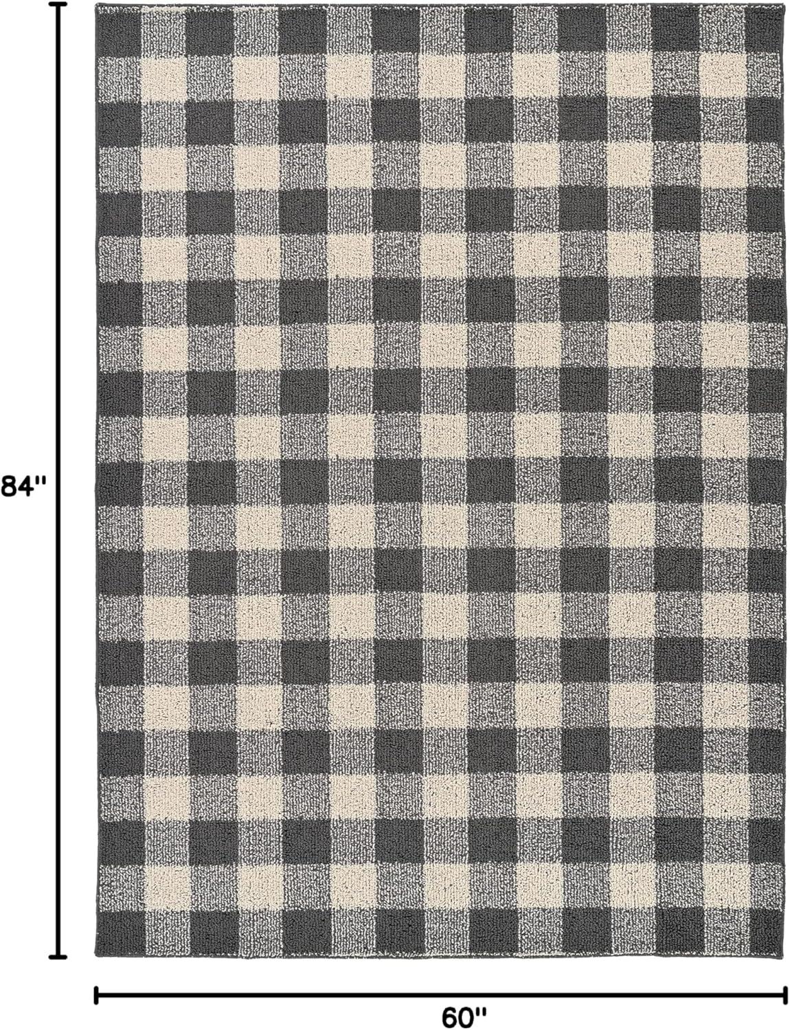 Garland Rug Country Living Buffalo Plaid Polypropylene Cinder/Ivory Indoor/Outdoor Area Rug, 5' x 7'