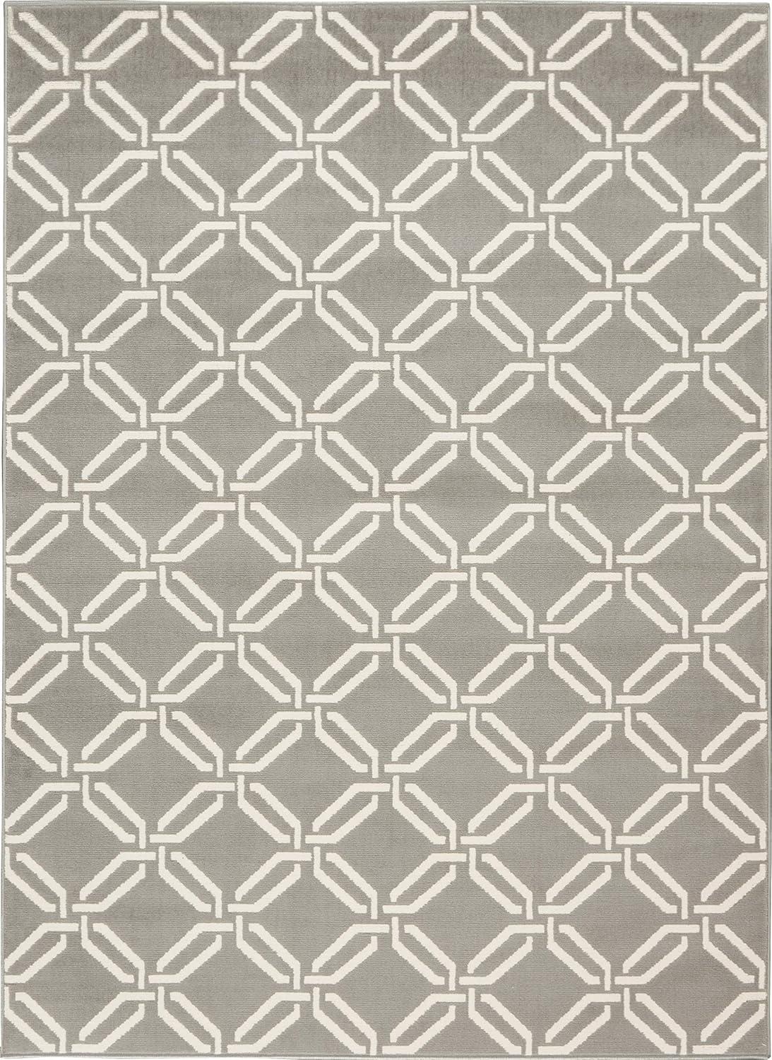 Nourison Jubilant 5'3" x 7'3" (5' x 7') Grey Area Rug Eclectic Retro Trellis by Nourison