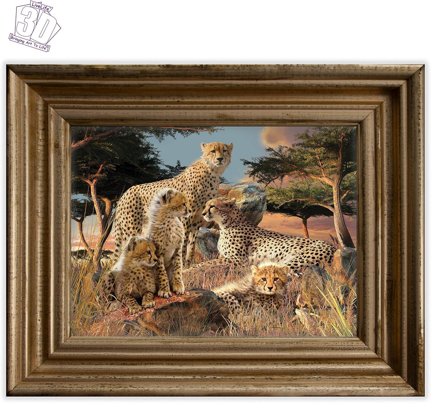 3D LiveLife Lenticular Wall Art Prints - Cheetah Clan from Deluxebase. Unframed 3D Big Cat Poster. Perfect wall decor. Original artwork licensed from renowned artist, David Penfound