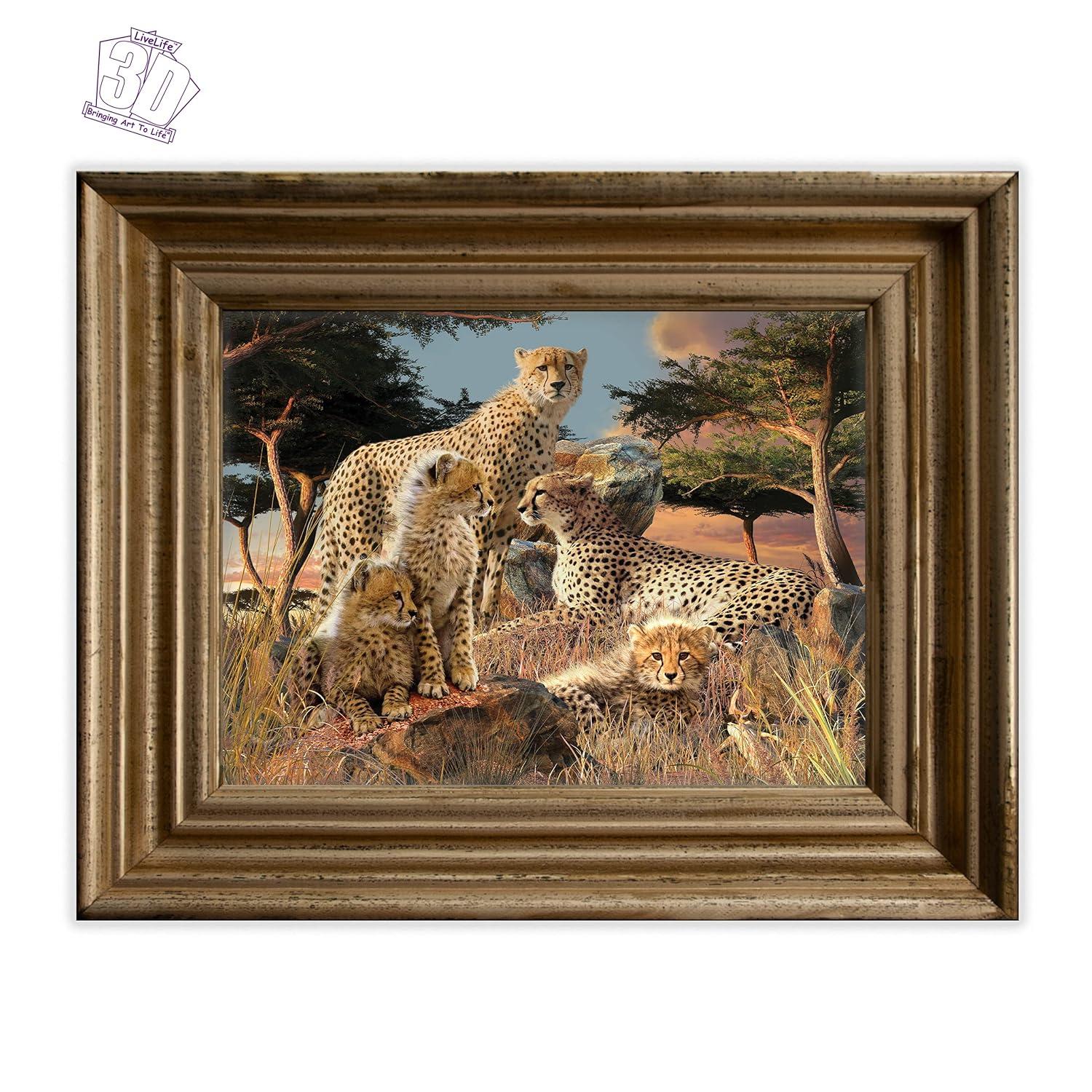 3D LiveLife Lenticular Wall Art Prints - Cheetah Clan from Deluxebase. Unframed 3D Big Cat Poster. Perfect wall decor. Original artwork licensed from renowned artist, David Penfound