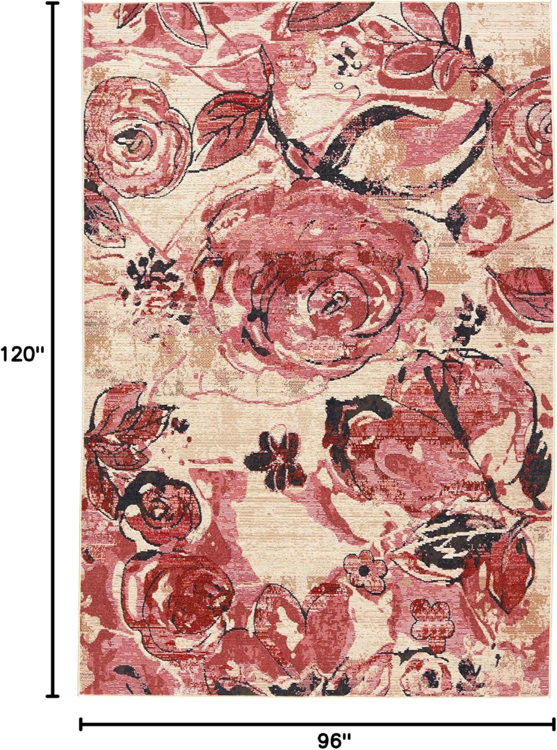 Hermione Red Floral 8' x 10' Synthetic Area Rug