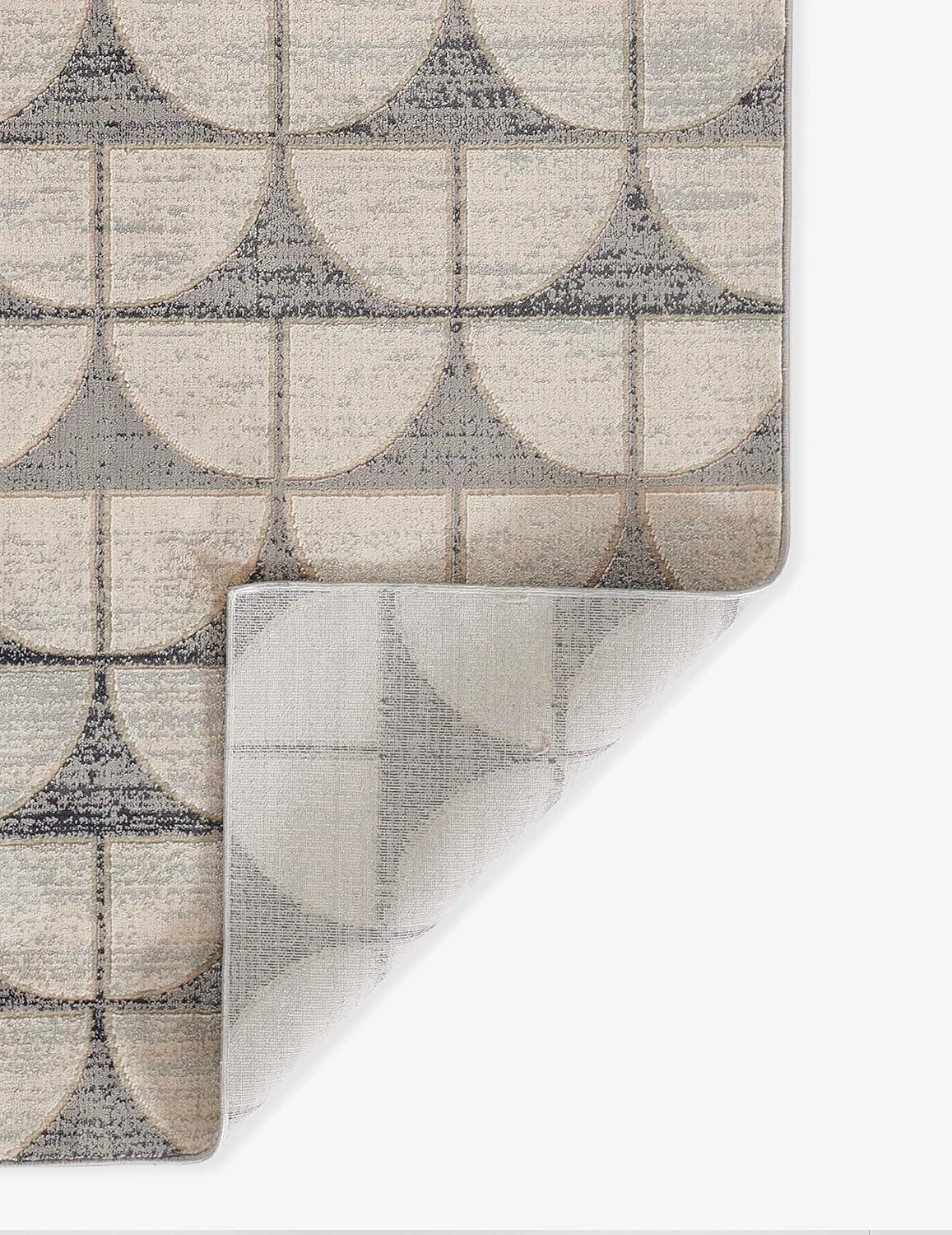 Momeni 5'1"x7'7" Edition Geometric Machine Loomed Area Rug Charcoal Gray: Indoor Low Pile Polyester Rectangle Rug