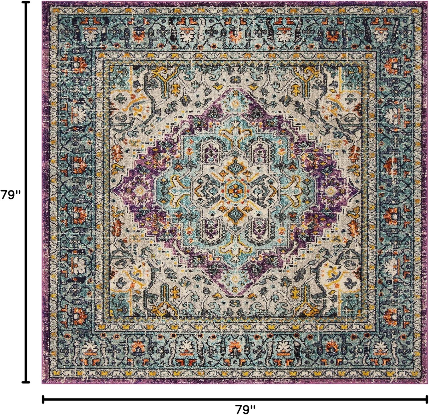 Monaco MNC251 Power Loomed Area Rug - Violet/Light Blue - 6'7"x6'7" - Safavieh.