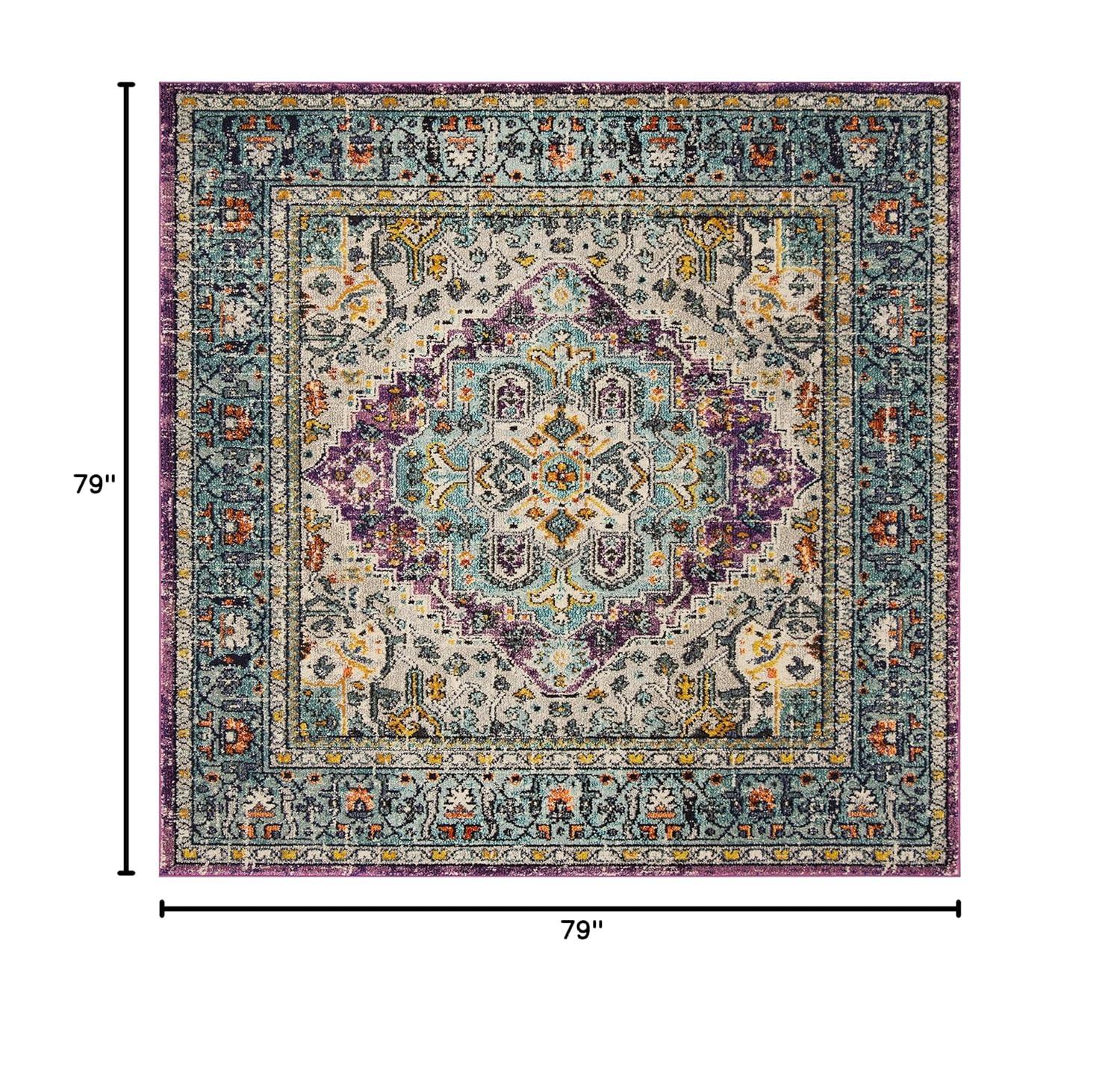 Monaco MNC251 Power Loomed Area Rug - Violet/Light Blue - 6'7"x6'7" - Safavieh.