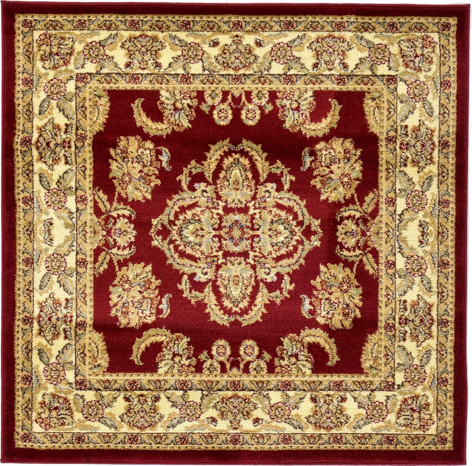 Unique Loom Voyage Collection Area Rug - Reddington (4' 1" Square Red/Cream)