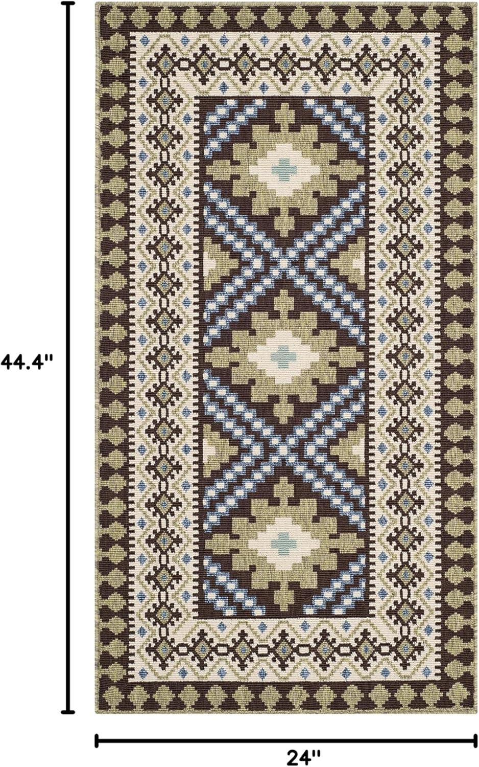 Veranda VER099 Power Loomed Indoor/Outdoor Accent Rug - Chocolate/Green - 2'x3'7" - Safavieh.