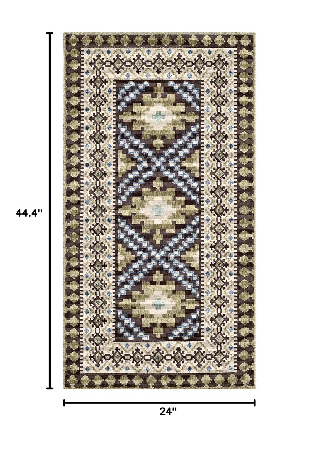 Veranda VER099 Power Loomed Indoor/Outdoor Accent Rug - Chocolate/Green - 2'x3'7" - Safavieh.