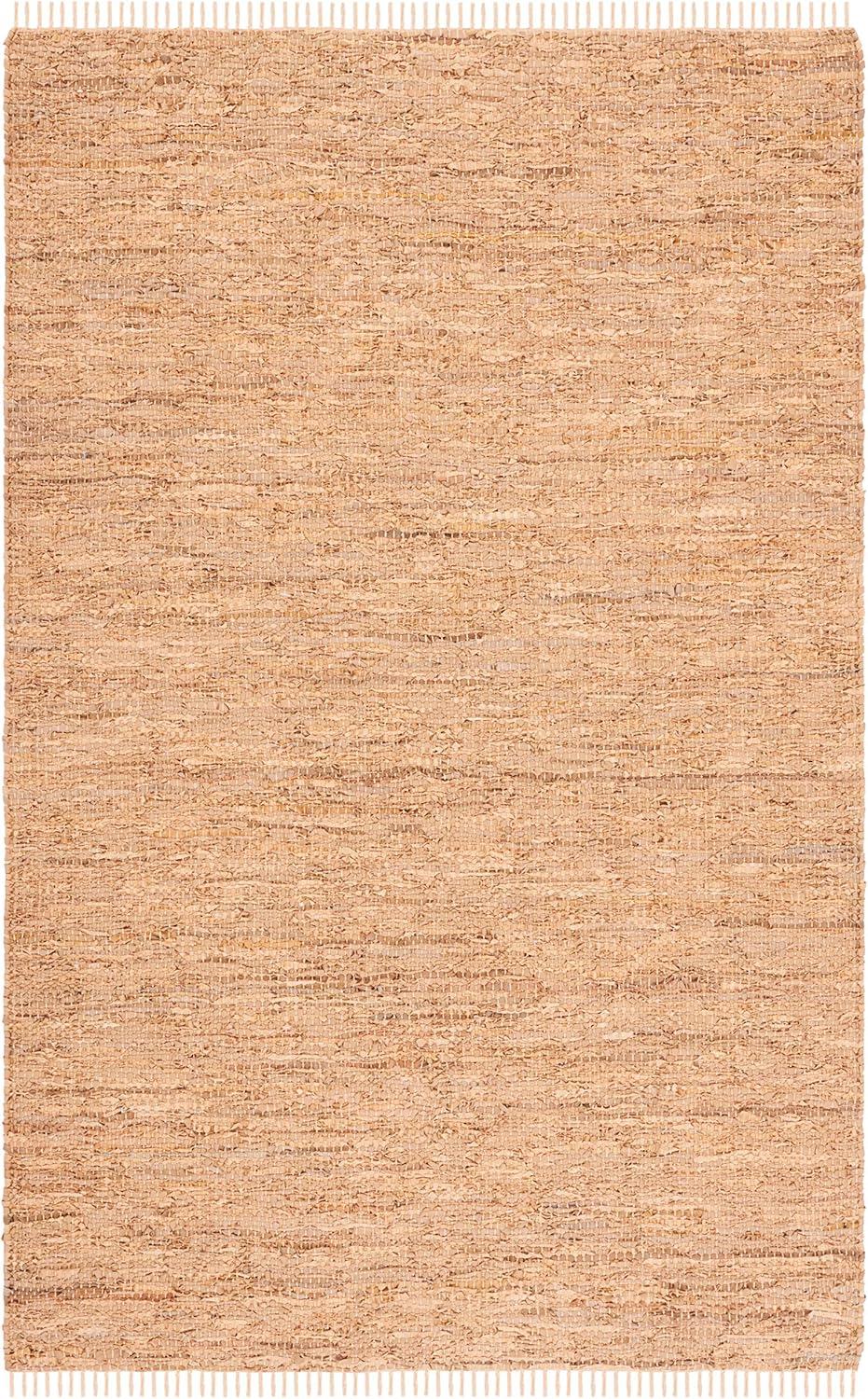 Handwoven Light Gold Cowhide Leather 4' x 6' Rug