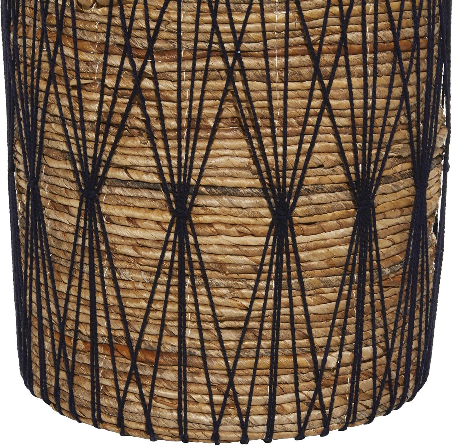 Banana Leaf Handmade String Detail Decorative and Functional Storage Basket with Handles