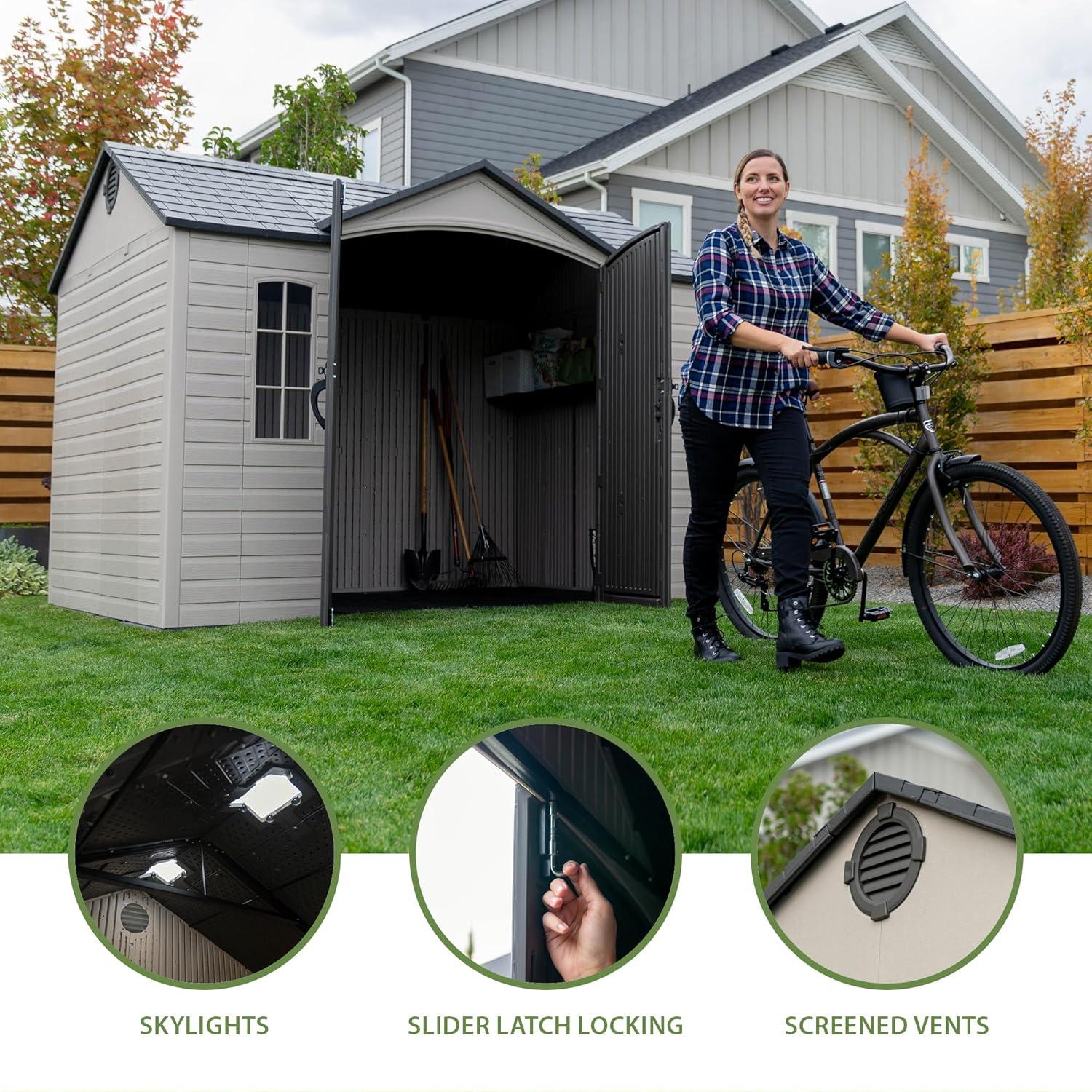Lifetime 10 Ft. x 8 Ft. High-Density Polyethylene Outdoor Storage Shed with Steel-Reinforced Construction & Reviews | Wayfair