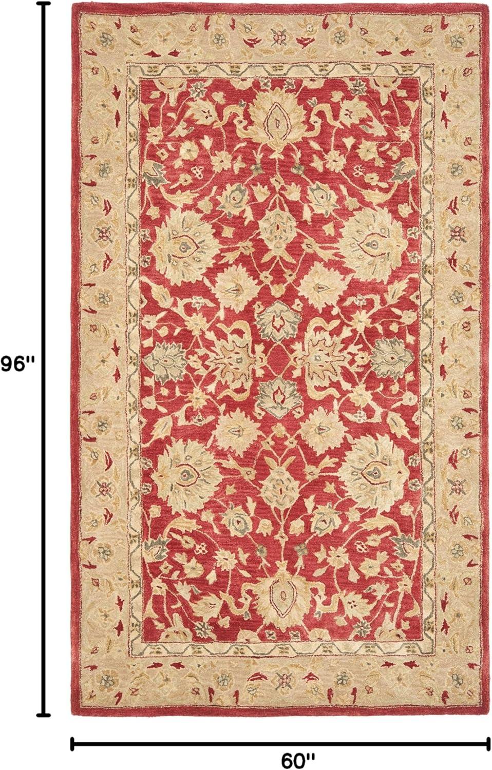 Anatolia AN522 Hand Tufted Indoor Area Rug - Red/Ivory - 5'x8' - Safavieh