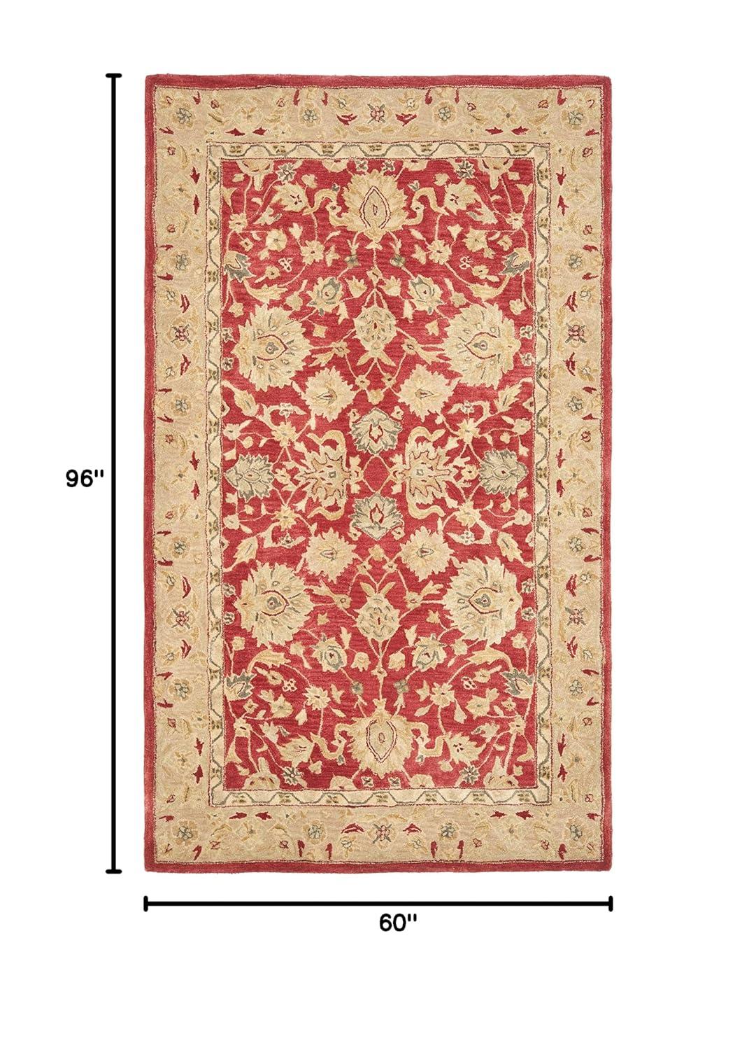 Anatolia AN522 Hand Tufted Indoor Area Rug - Red/Ivory - 5'x8' - Safavieh