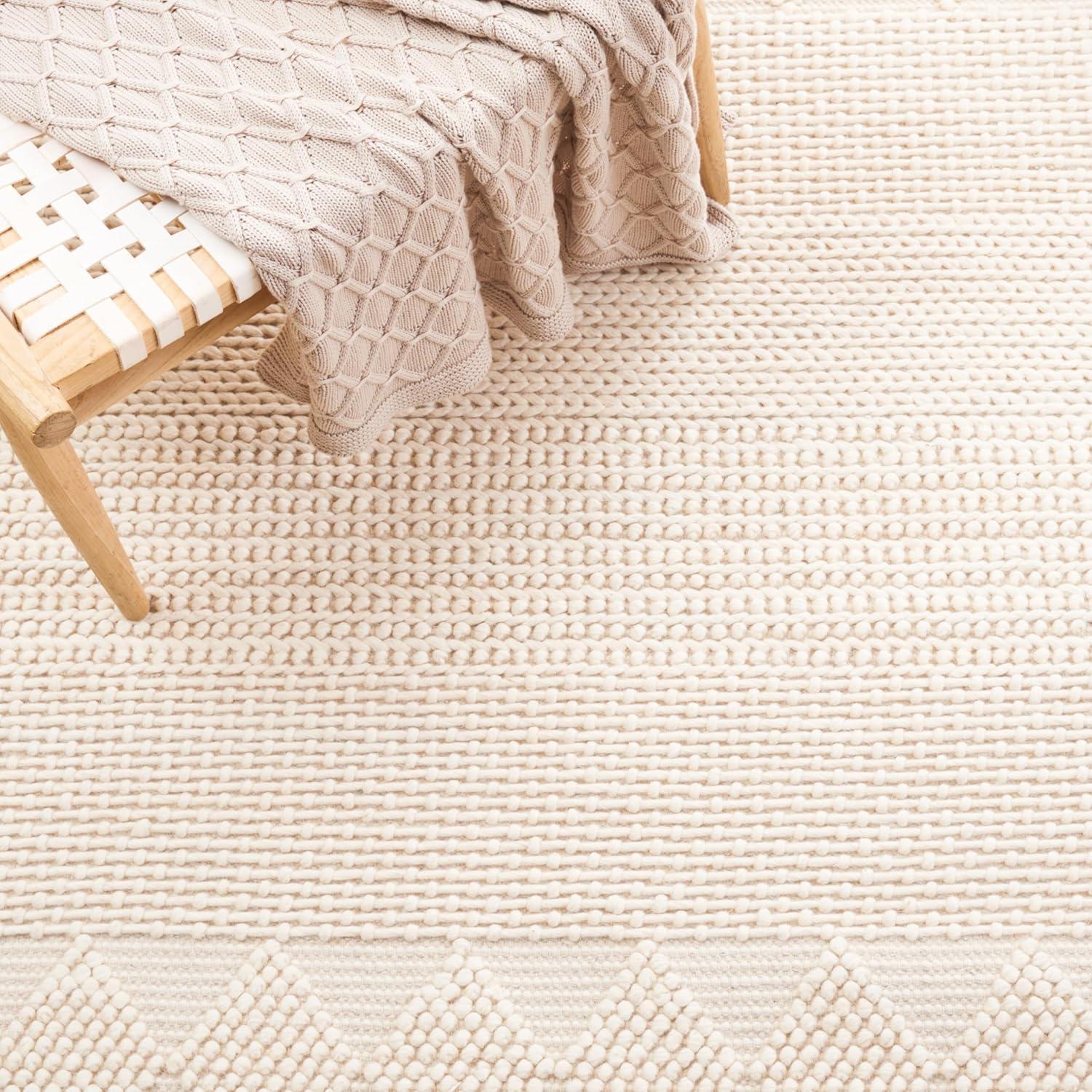 Ivory 8' x 10' Handwoven Wool Area Rug