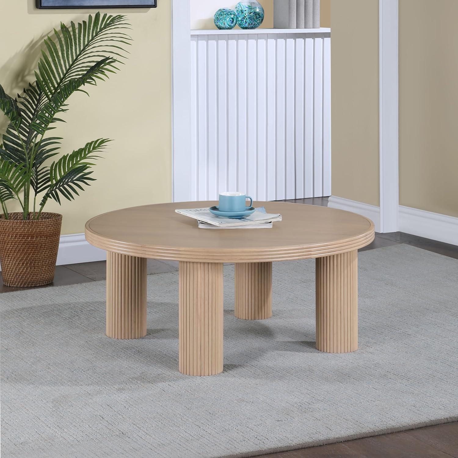 Hayden Natural Oak Fluted Wood Coffee Table