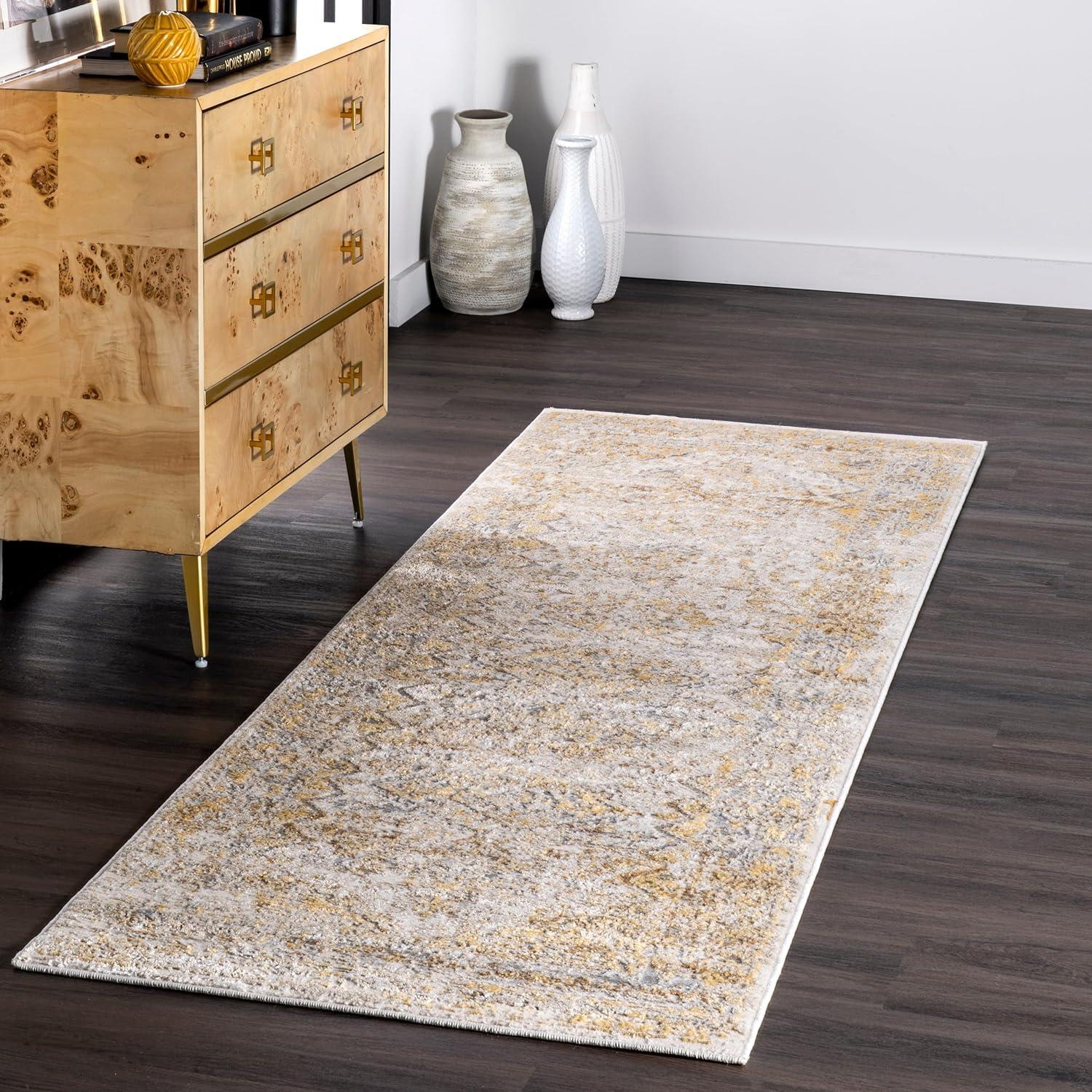 Nuloom Madisson Medallion 2x10 Runner Indoor Area Rug for Living Room Bedroom Dining Room Entryway Hallway Kitchen, Gold/Ivory