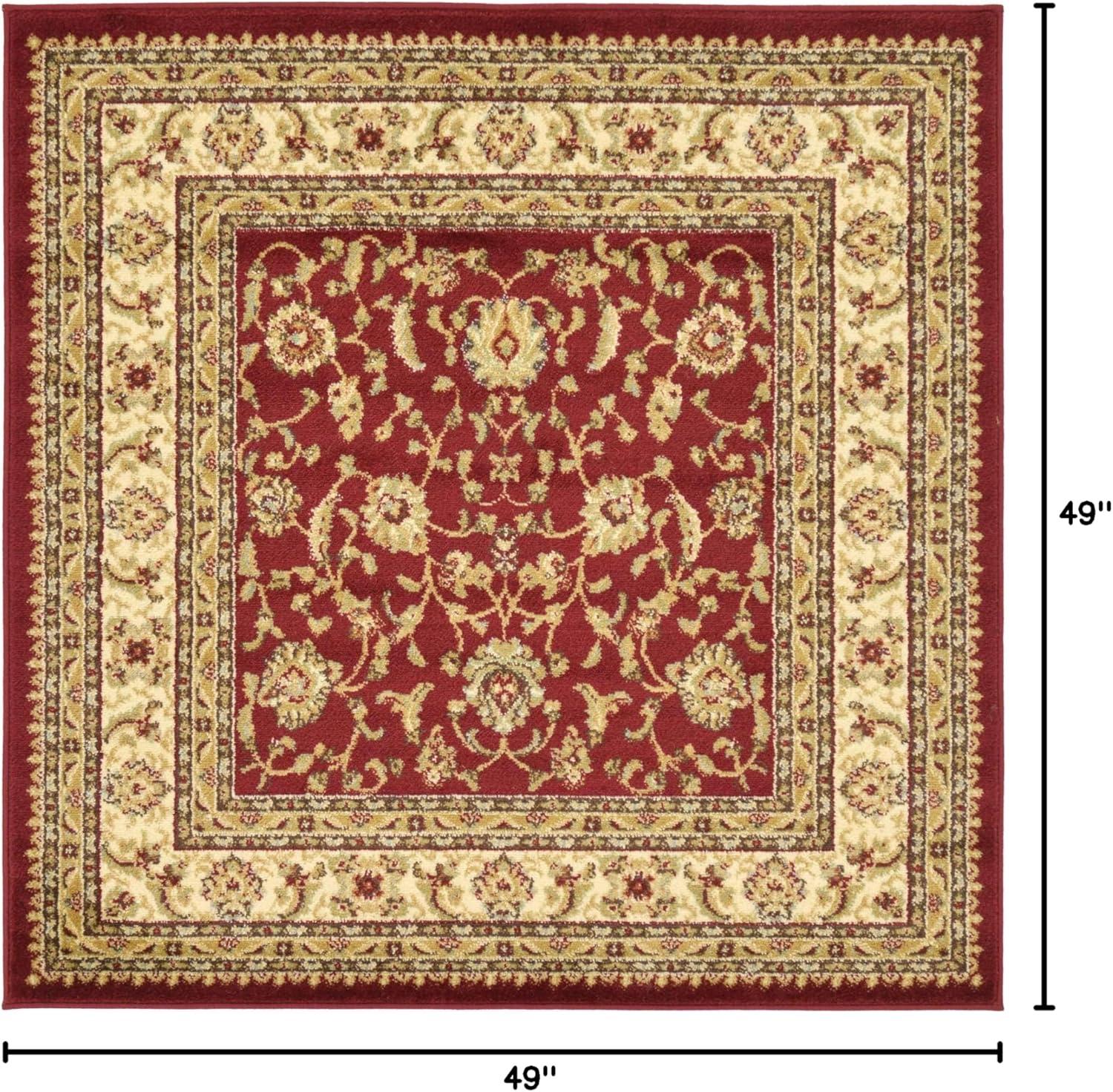 YOSITiuu Aditi Collection Rug – 4' Square Red Low Rug Perfect for Living Rooms, Kitchens, Entryways