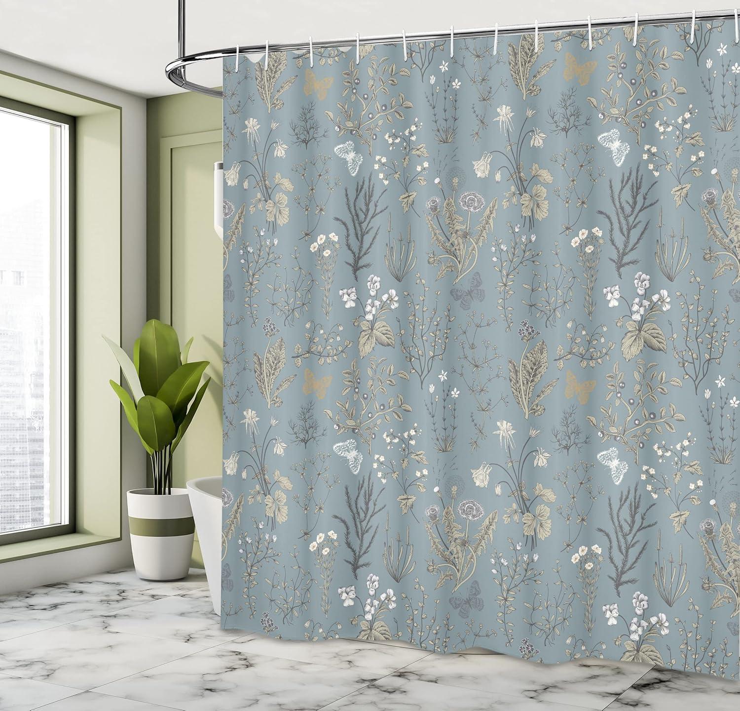Ambesonne Floral Shower Curtain with Hooks Included