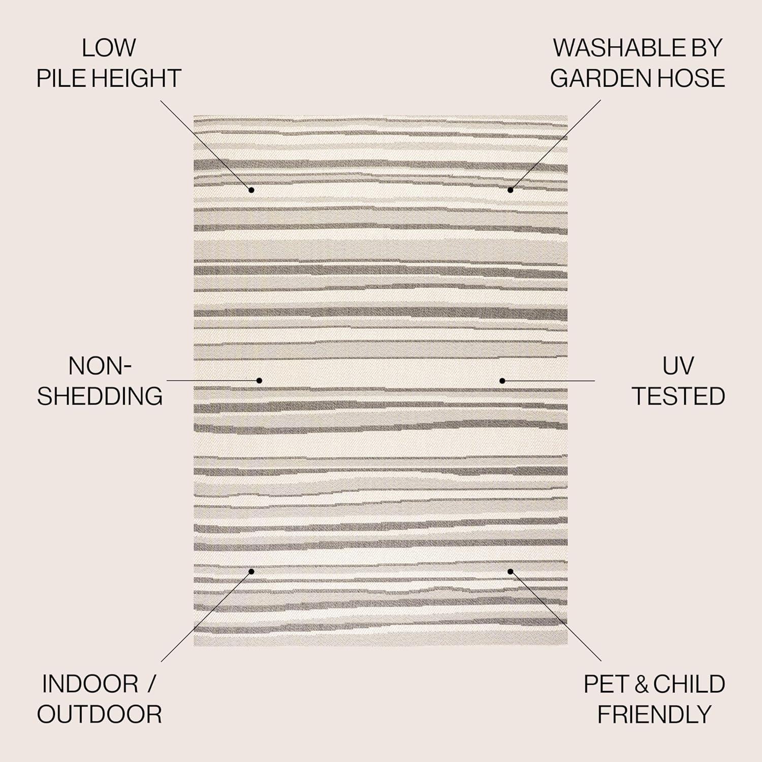 5' x 8' Castara Wavy Stripe Modern Indoor/Outdoor Area Rug, Cream/Dark Gray - JONATHAN Y