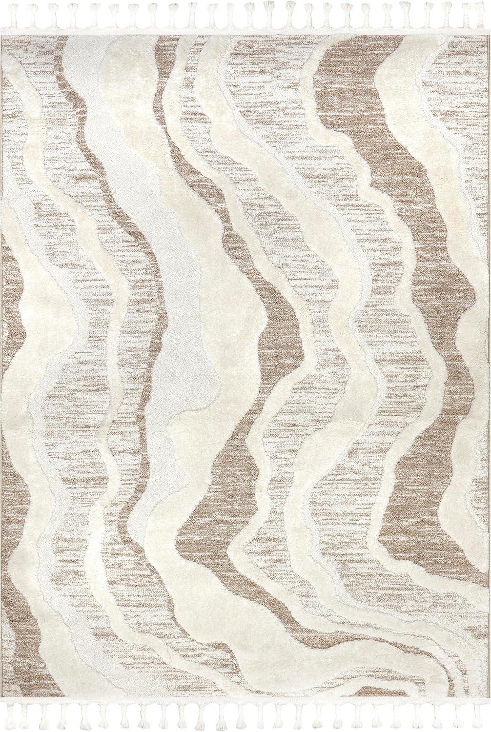 Nuloom Navi Abstract High-Low Swirls Tasseled Indoor Area Rug