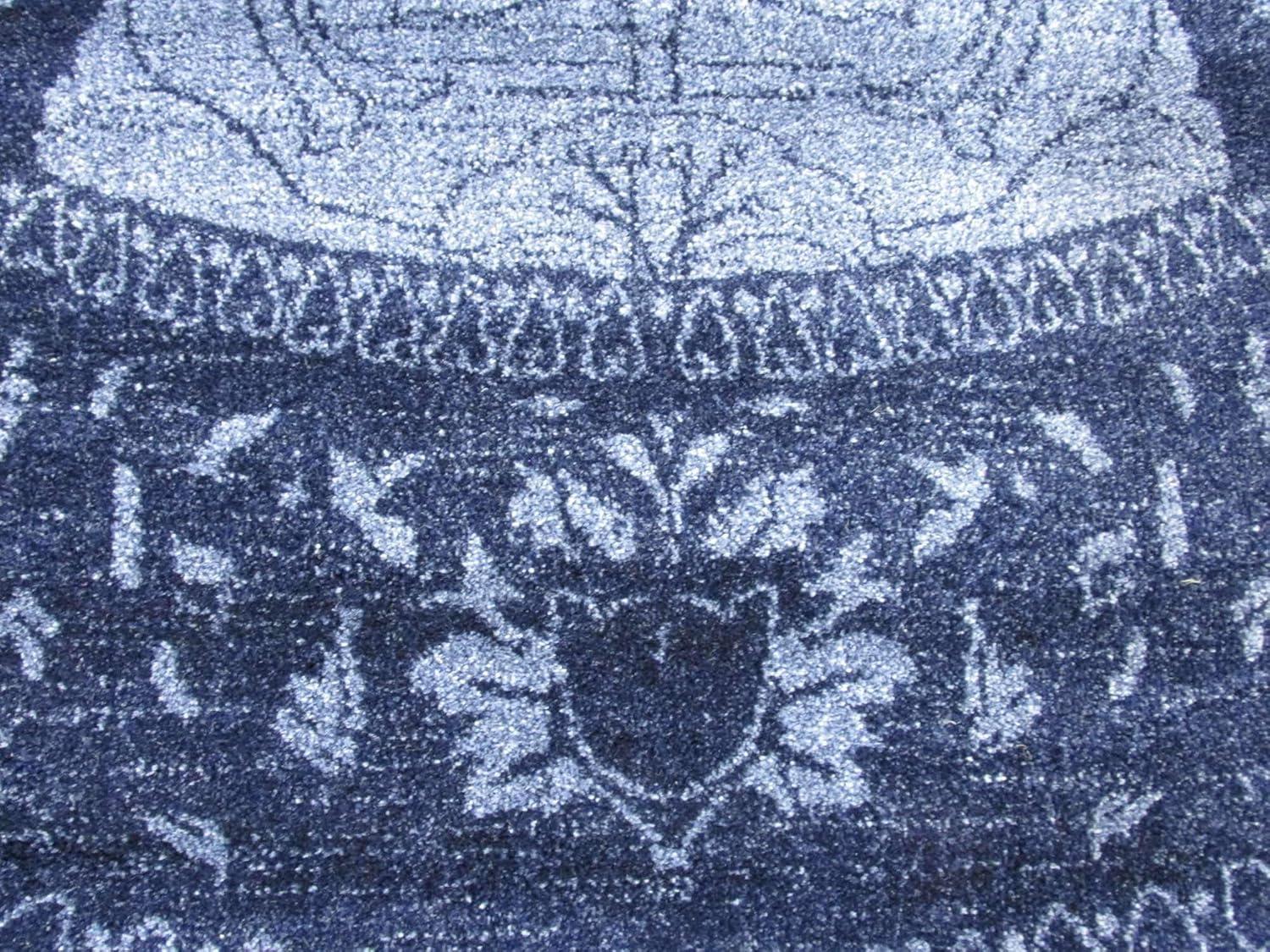 Unique Loom La Jolla Collection Area Rug - Floral (8' Round Blue/Navy Blue)