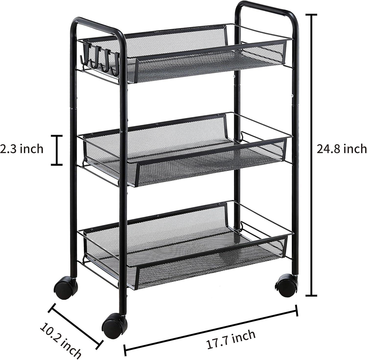 3-Tier Rolling Storage Utility Cart