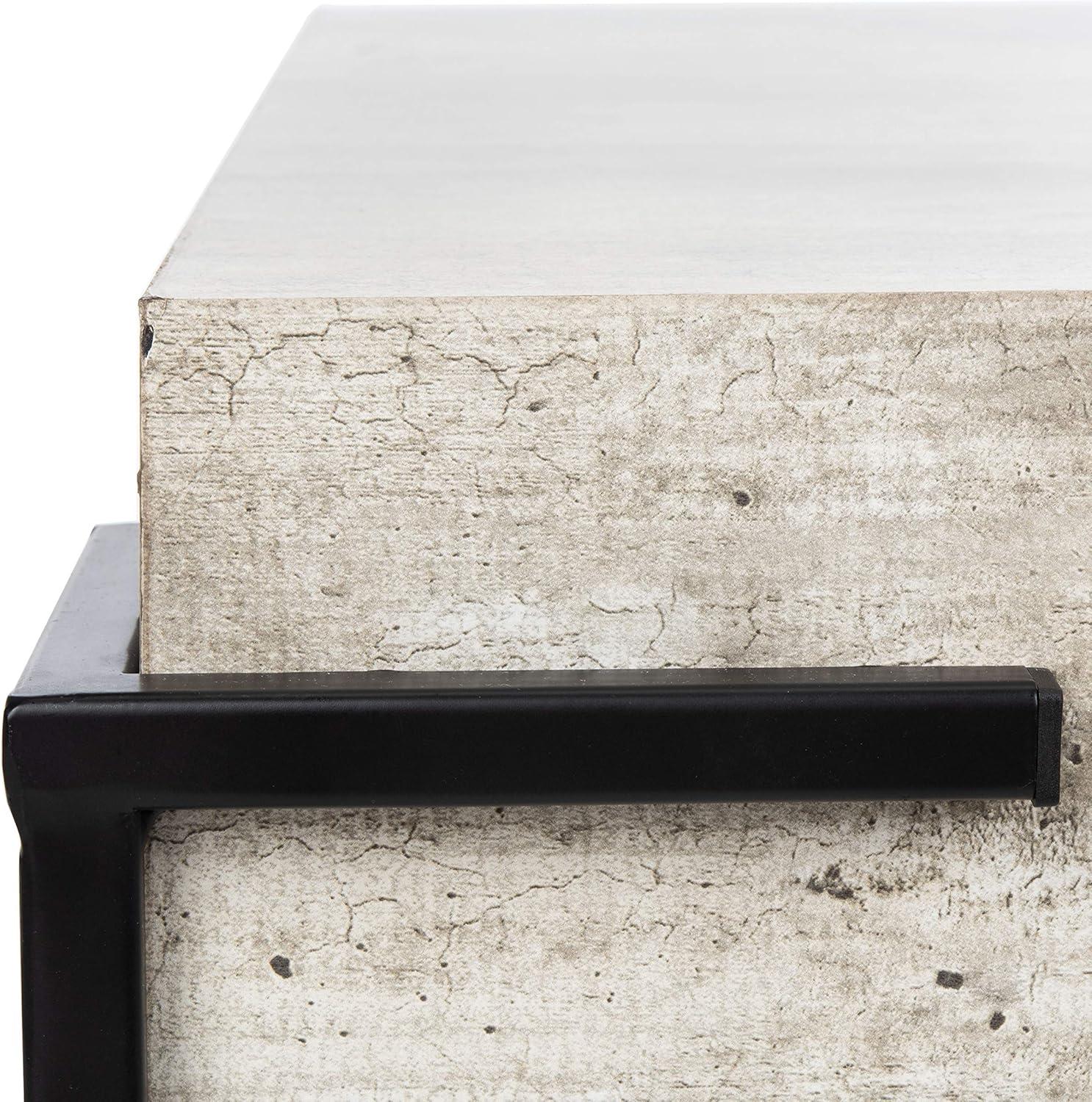 Eli Square Coffee Table - Light Grey Faux Concrete/Black - Safavieh