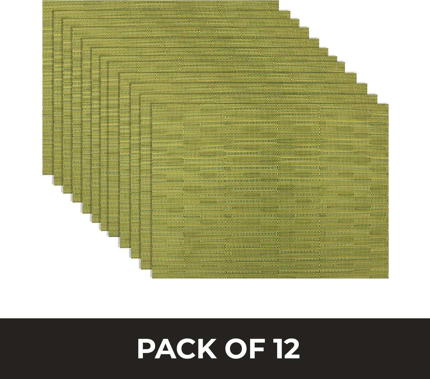 Lime Green Vinyl Woven Rectangular Placemats Set of 12