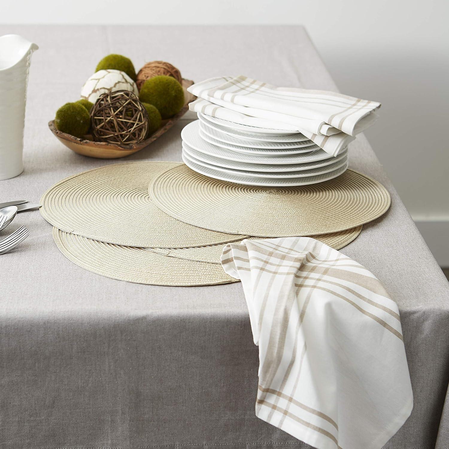 Natural Round Polypropylene Woven Placemat (Set of 6)