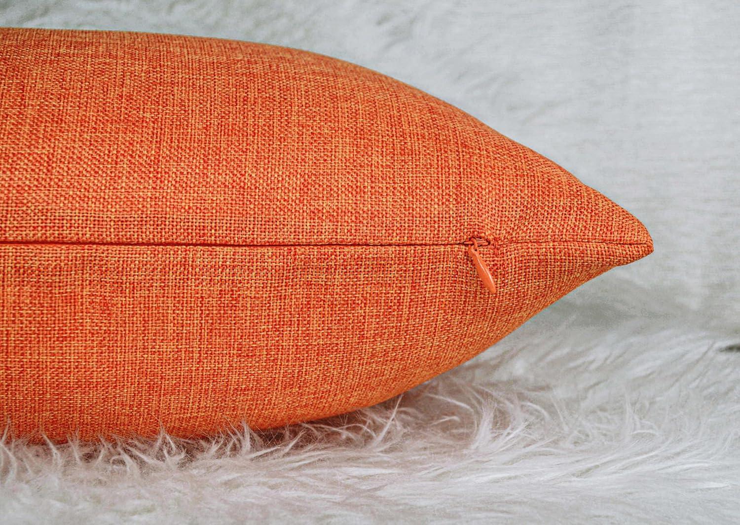 Aiking Home Woven Fine Faux Linen Throw Pillow Cover, size 14"x26", Orange