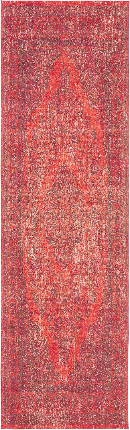 Classic Vintage Red and Orange Flat Woven Runner Rug