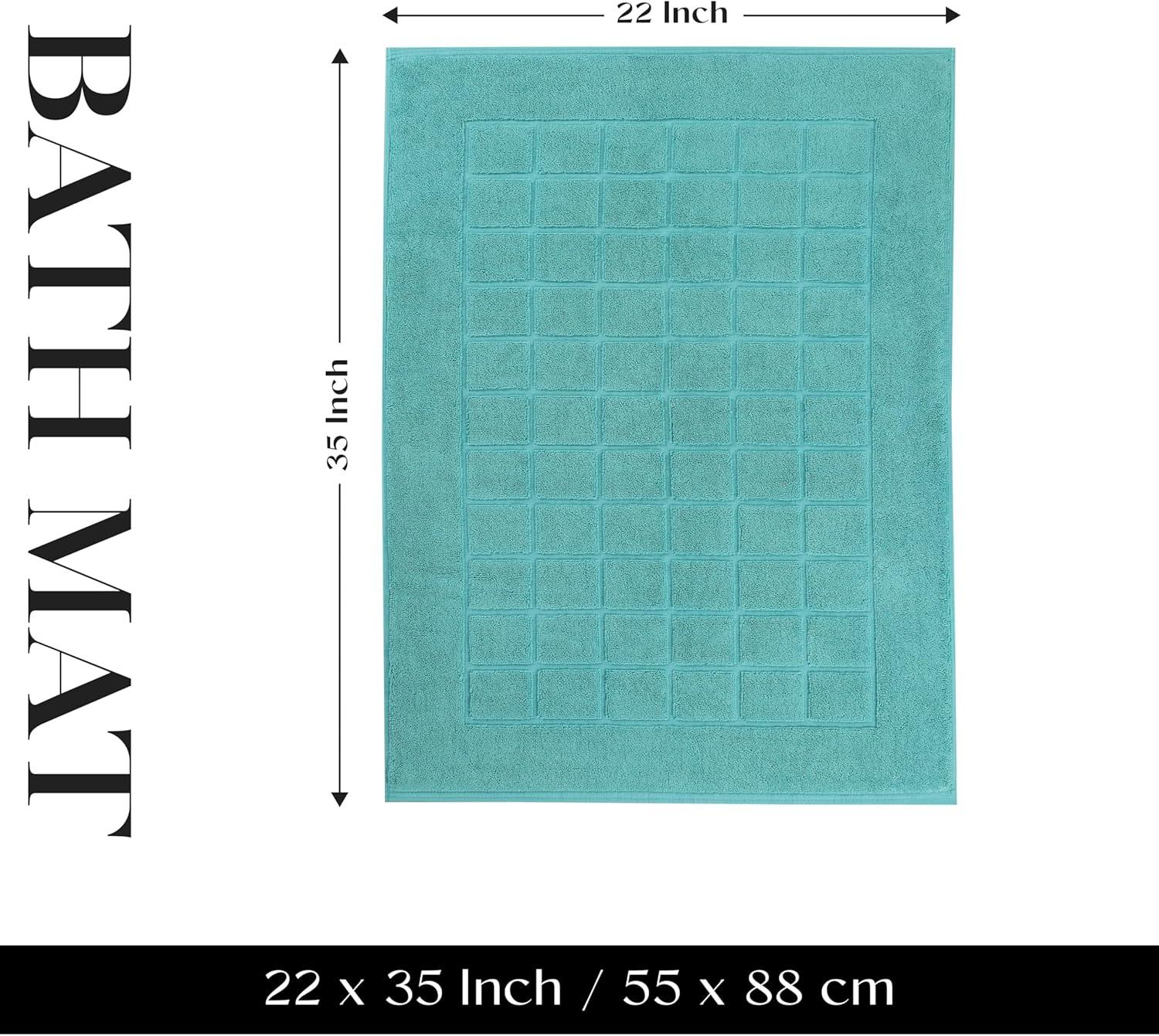 Nora Cotton Terry Solid Absorbent Thick Checkered Washable Bath Mat Set Of 2