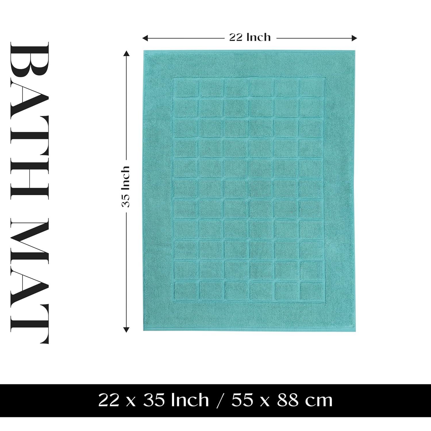 Nora Cotton Terry Solid Absorbent Thick Checkered Washable Bath Mat Set Of 2