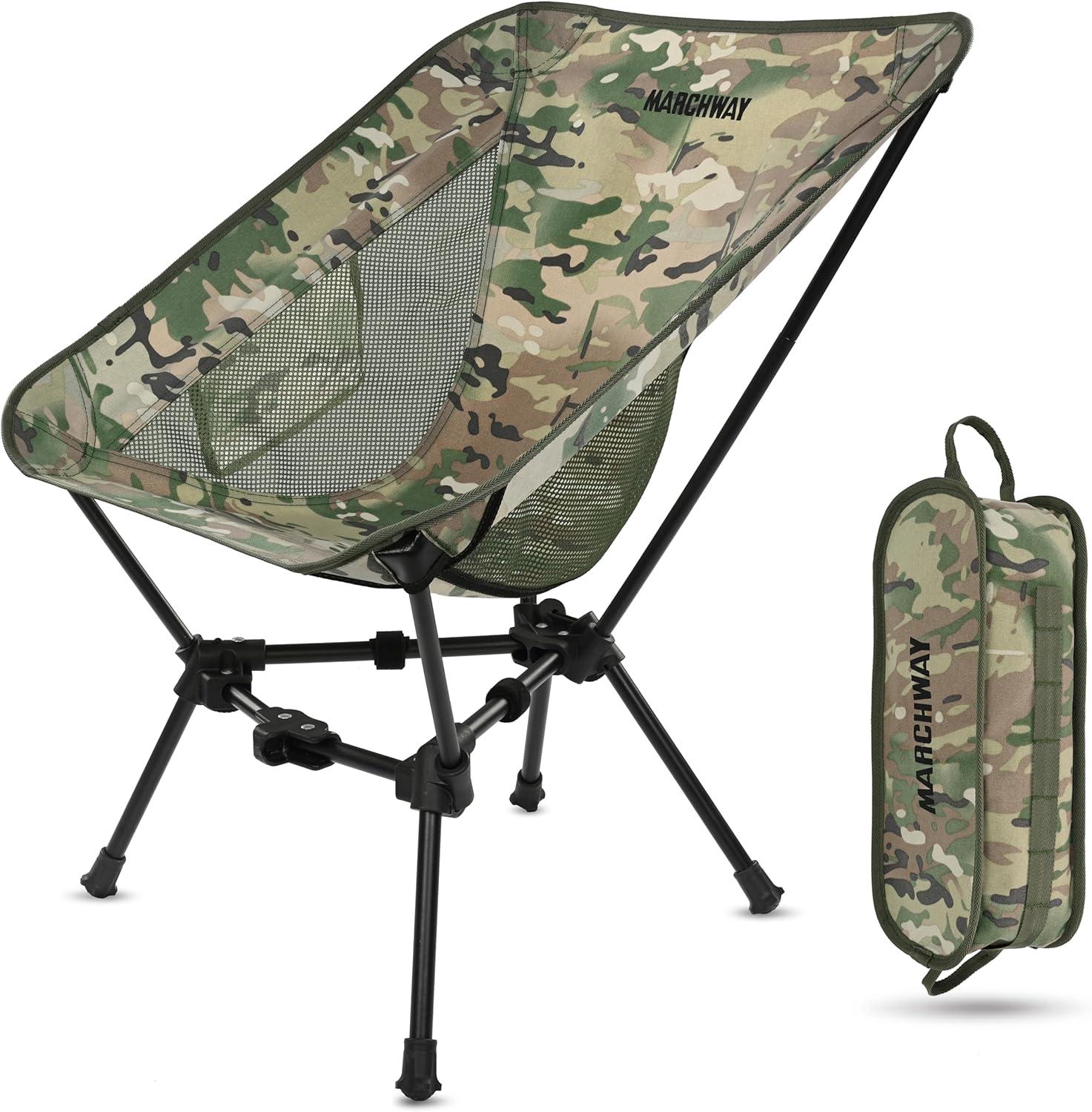 Camo Lightweight Metal Folding Camping Chair with Storage Bag