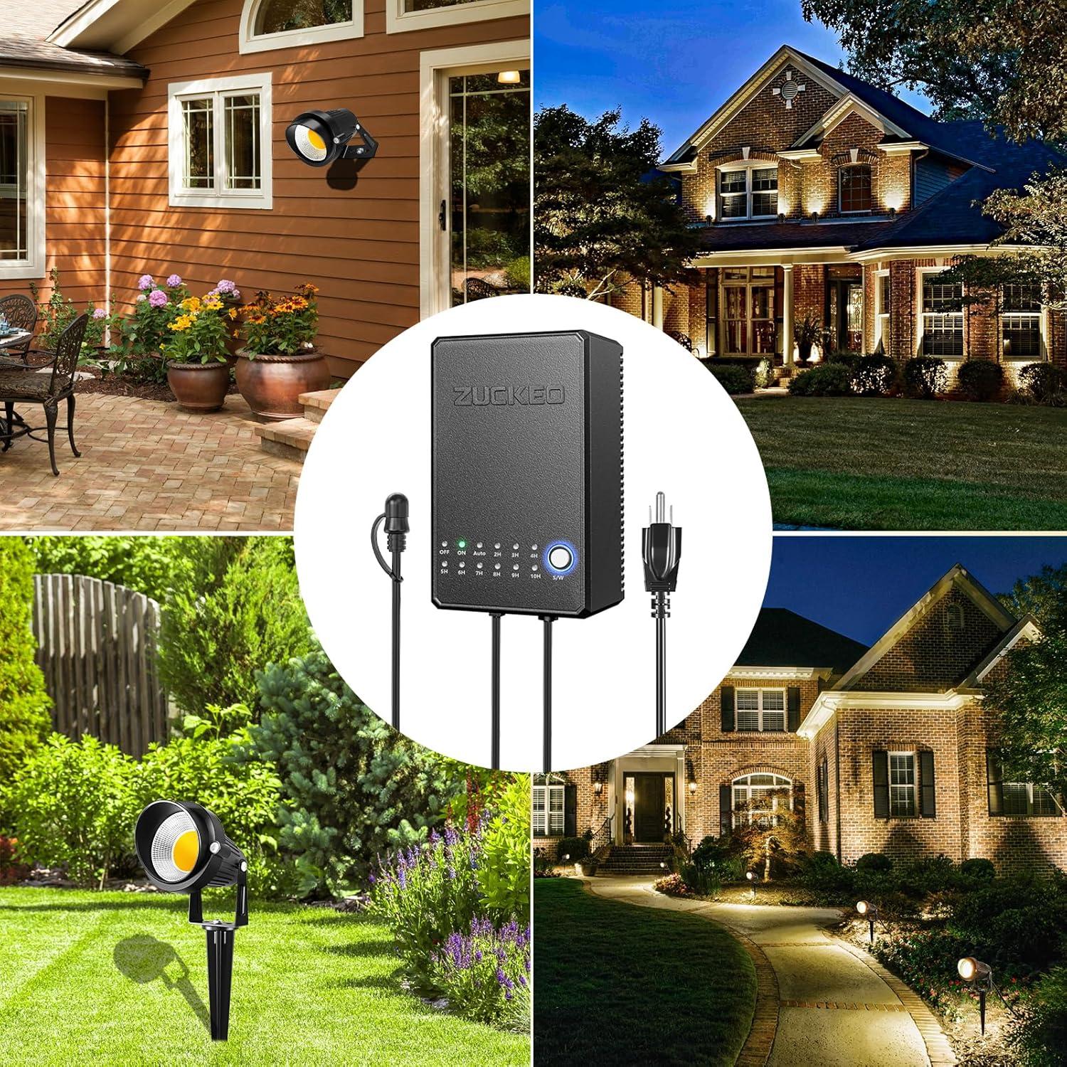ZUCKEO Low Voltage Landscape Lights LED Landscape Lighting, 5W 12V Garden Pathway Lights Waterproof Warm White Walls Trees Flags Outdoor Landscape Spotlights with Stakes (8 Pack)