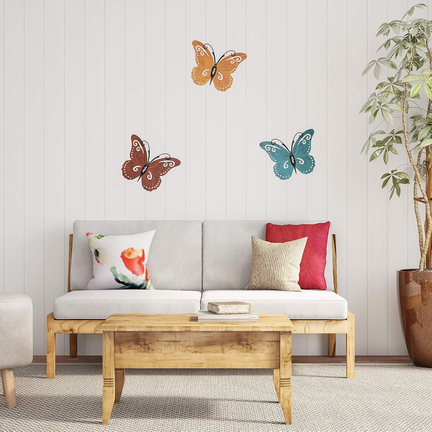 Hastings Home 3-Pc Modern Butterfly Metal Wall Art Set