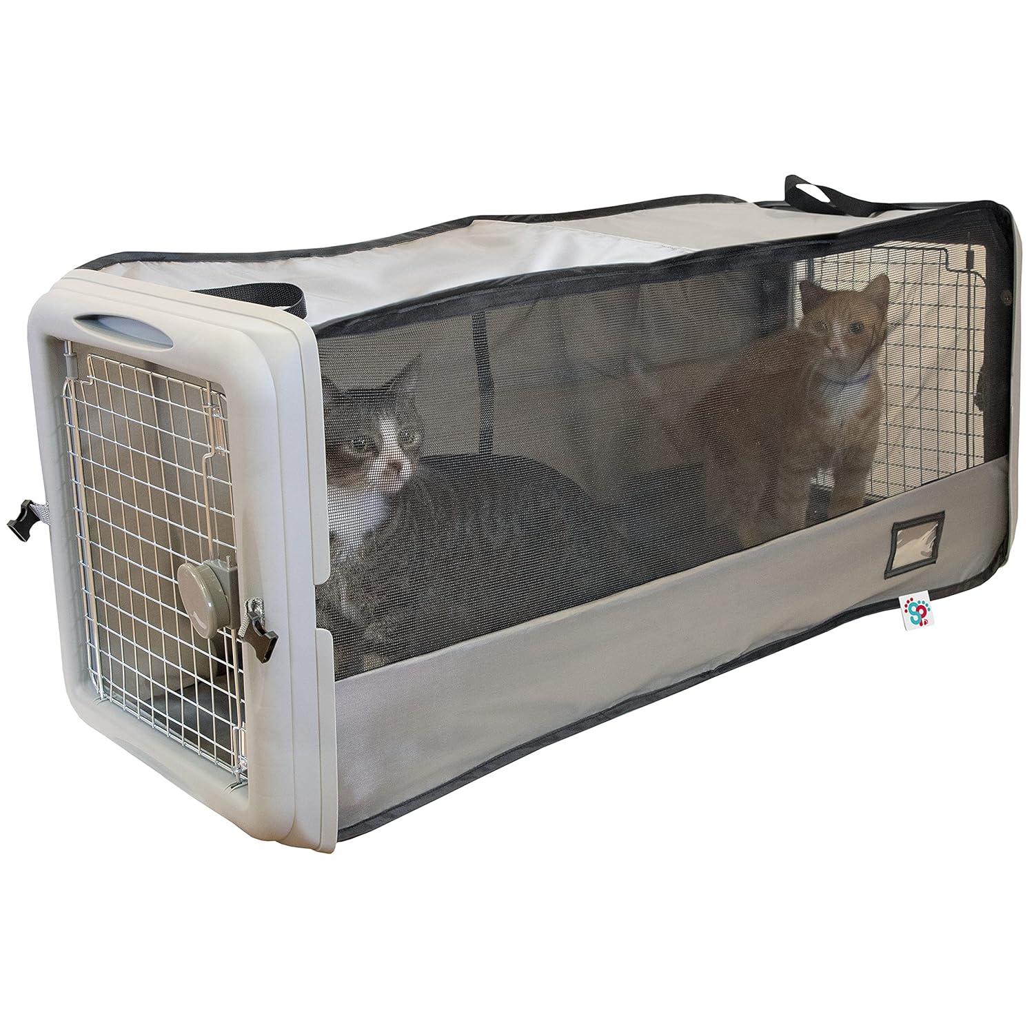 Large Portable Waterproof Pet Travel Kennel with Mesh Panels
