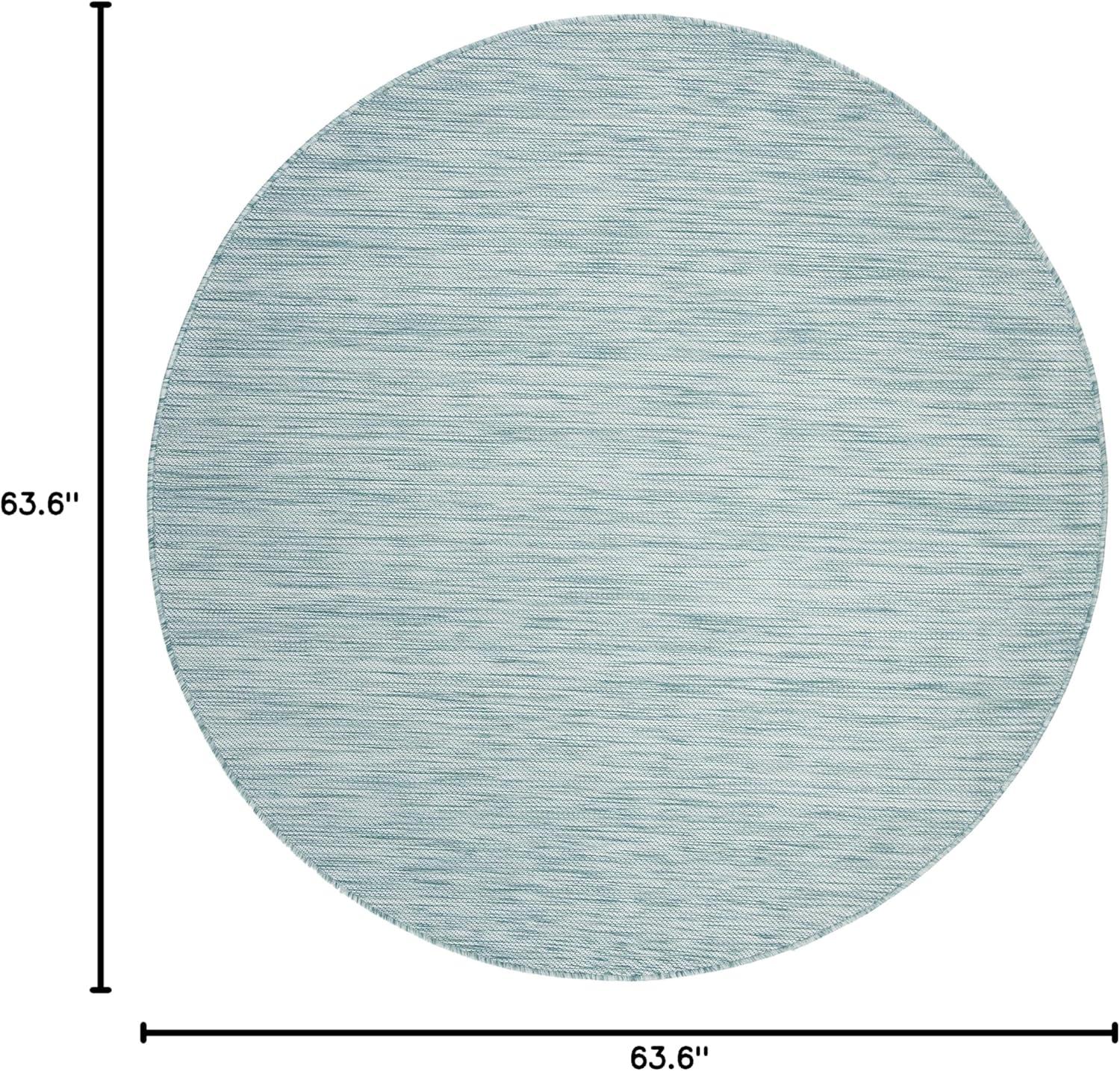 SAFAVIEH Beach House Tayler Solid Indoor/Outdoor Area Rug, Aqua, 5'3" x 5'3" Round