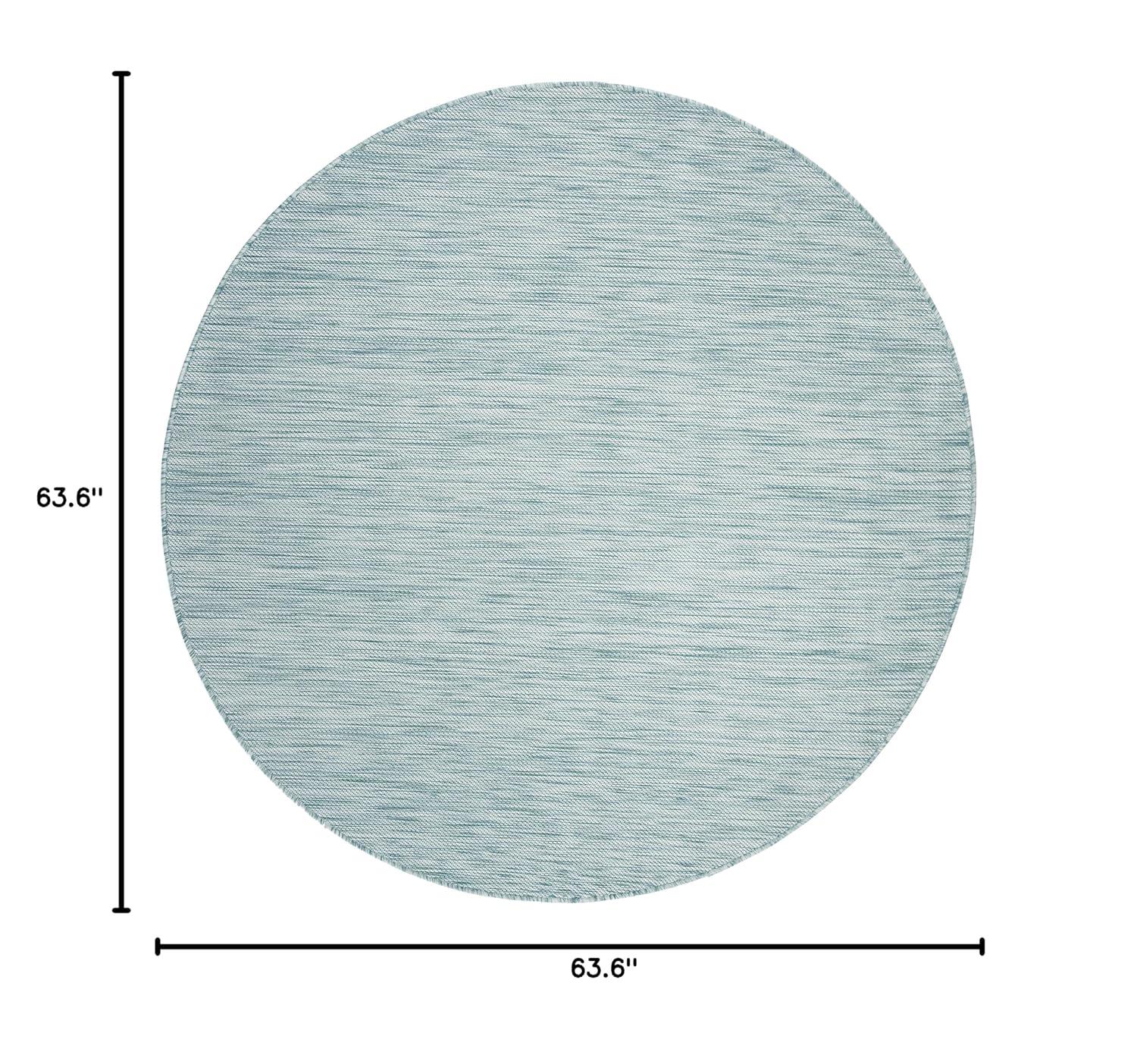 SAFAVIEH Beach House Tayler Solid Indoor/Outdoor Area Rug, Aqua, 5'3" x 5'3" Round