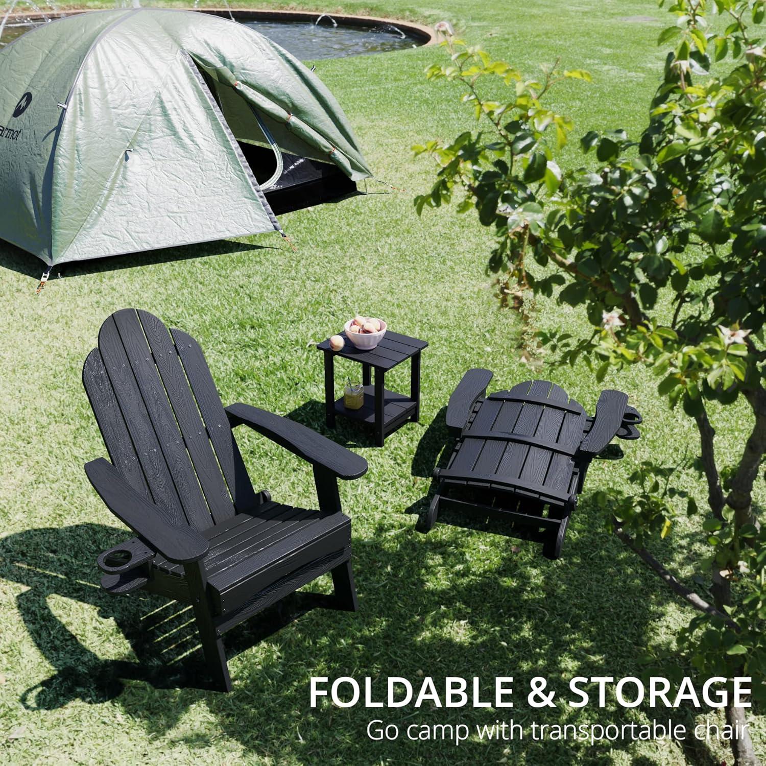 Emerico A Set Of 4 Adirondack Chairs, Foldable Poly Adirondack Chairs, Modern Plastic Adirondack Fire Pit Chairs, Suitable For Terraces, Porches, Decks, Swimming Pools, Gardens, And Backyards