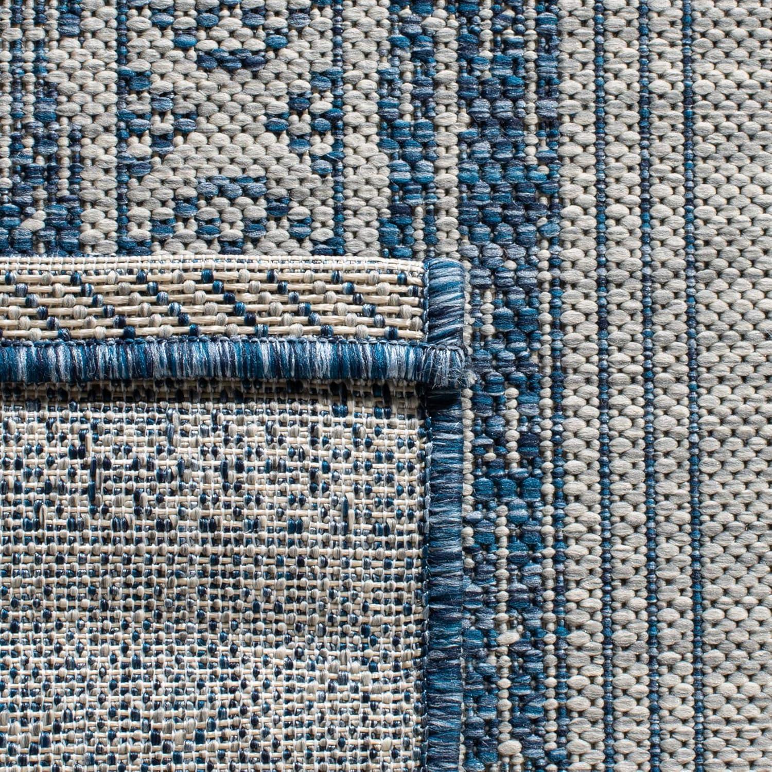 Courtyard CY8061 Power Loomed Indoor and Outdoor Area Rug - Navy/Grey - 4'x5'7" - Safavieh