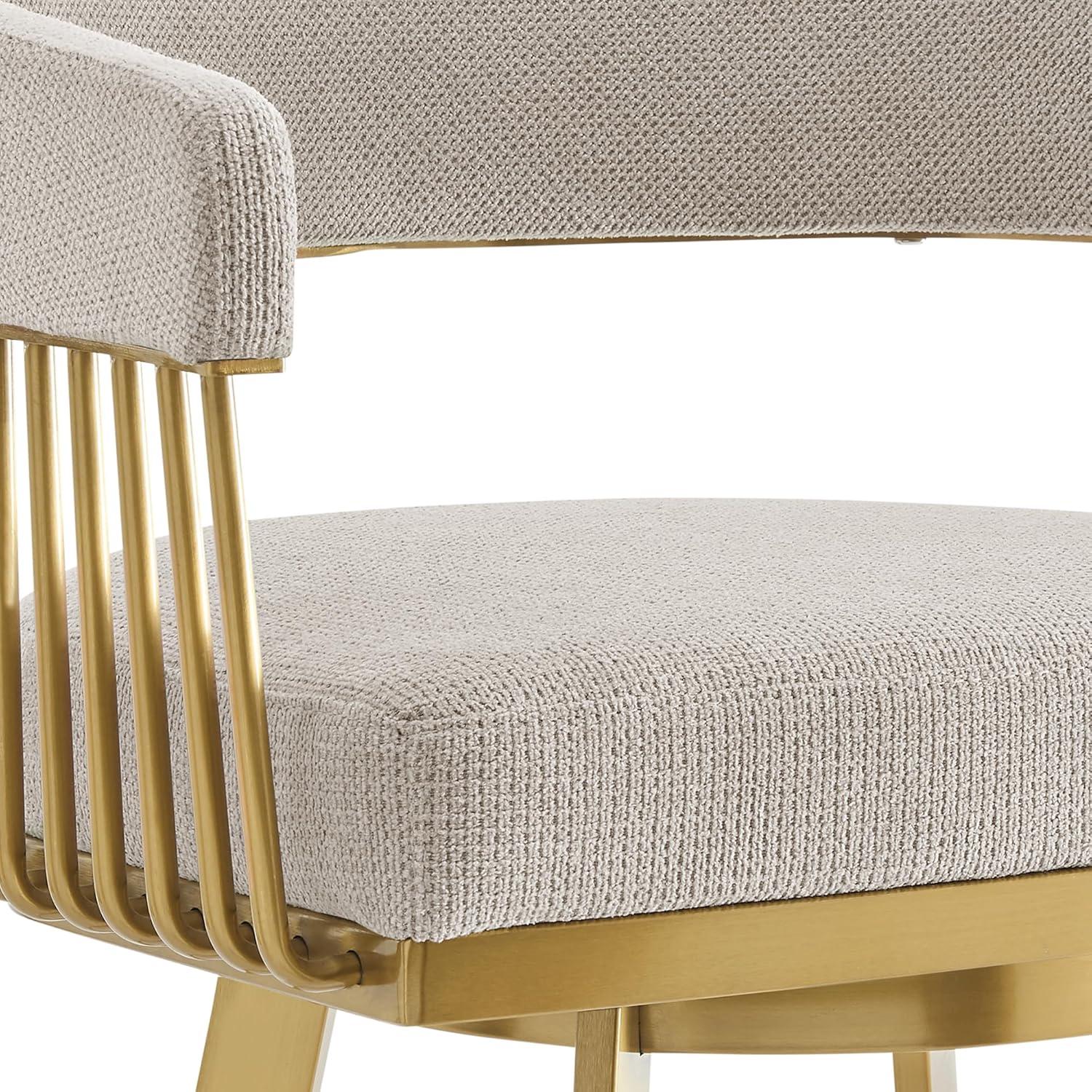 Chelsea 26" Swivel Counter Stool with Gold Brushed Stainless Steel and Taupe Fabric