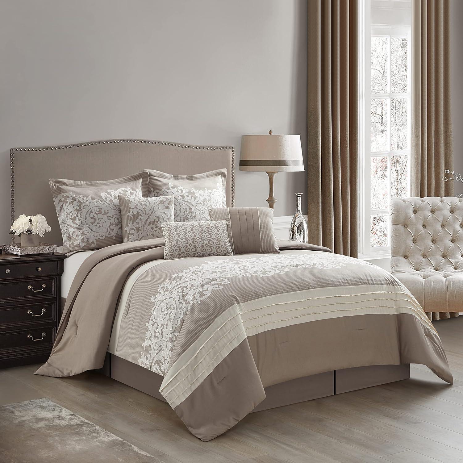 Nanshing 7pc California King Margret Comforter Set Gray