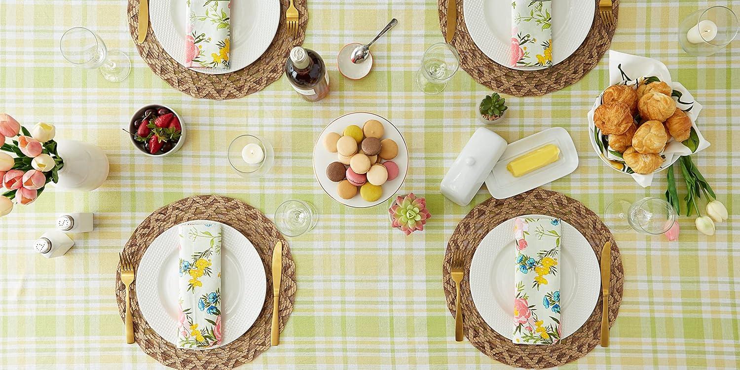 Lemon Bliss Plaid Tablecloth 70 Round