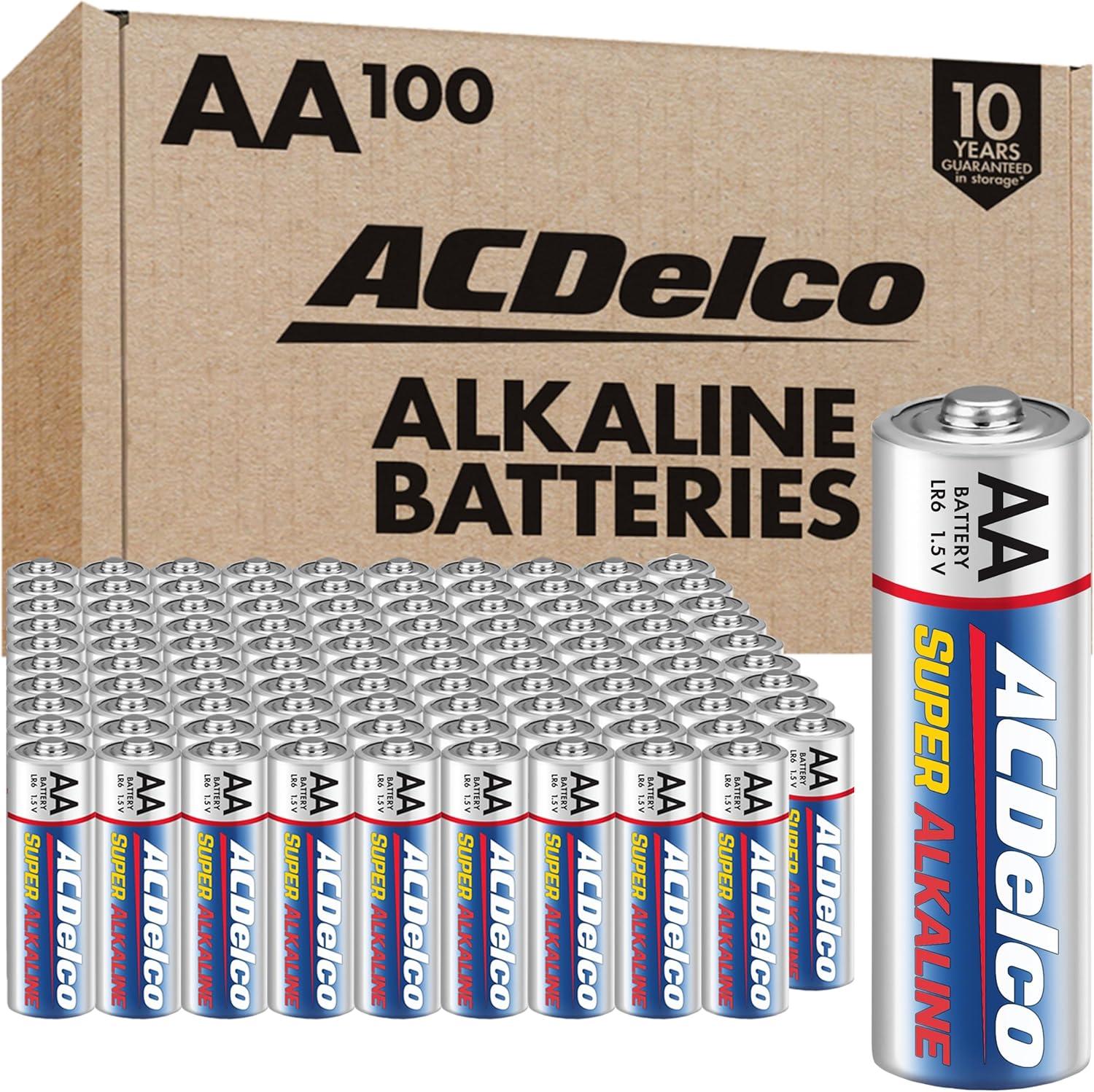 ACDelco AA Super Alkaline 1.5V Batteries, 100-Pack