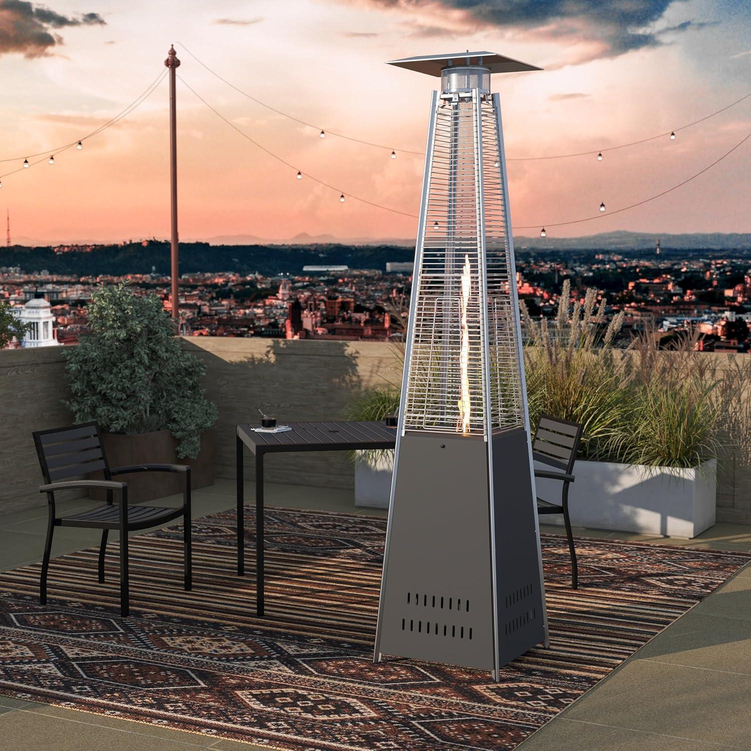 Taylor & Logan Outdoor Patio Heater - 7.5 Feet Round Steel Patio Heater - 42,000 BTU's Grey